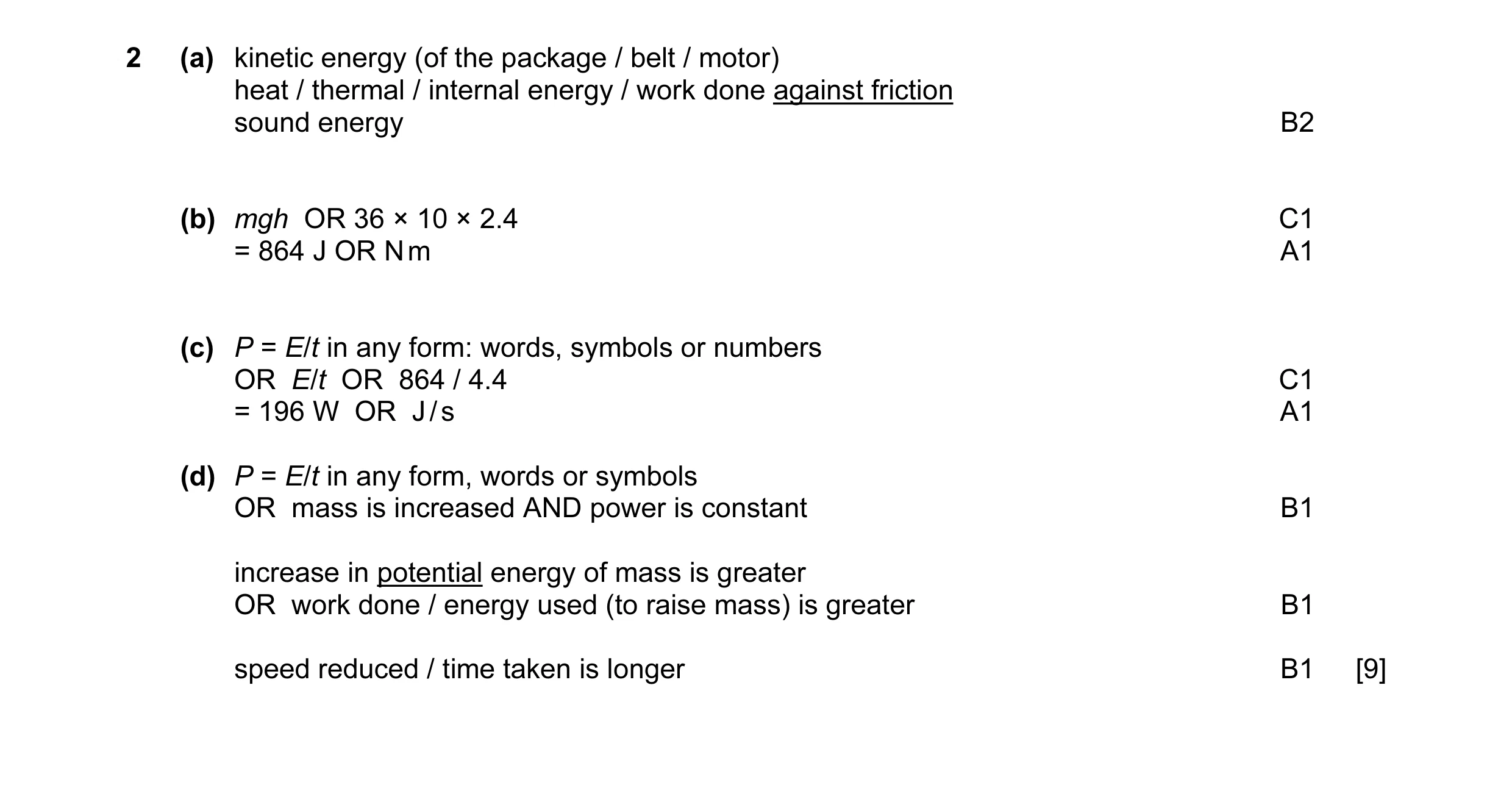 Mark scheme for question 26