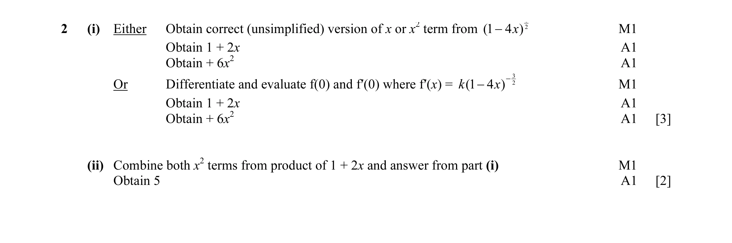 Mark scheme for question 8