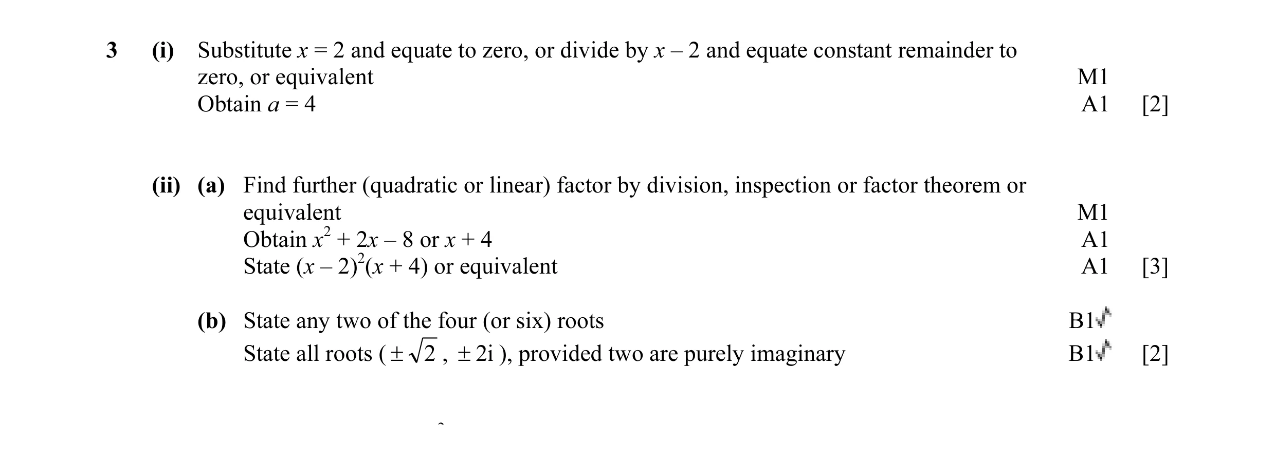 Mark scheme for question 15