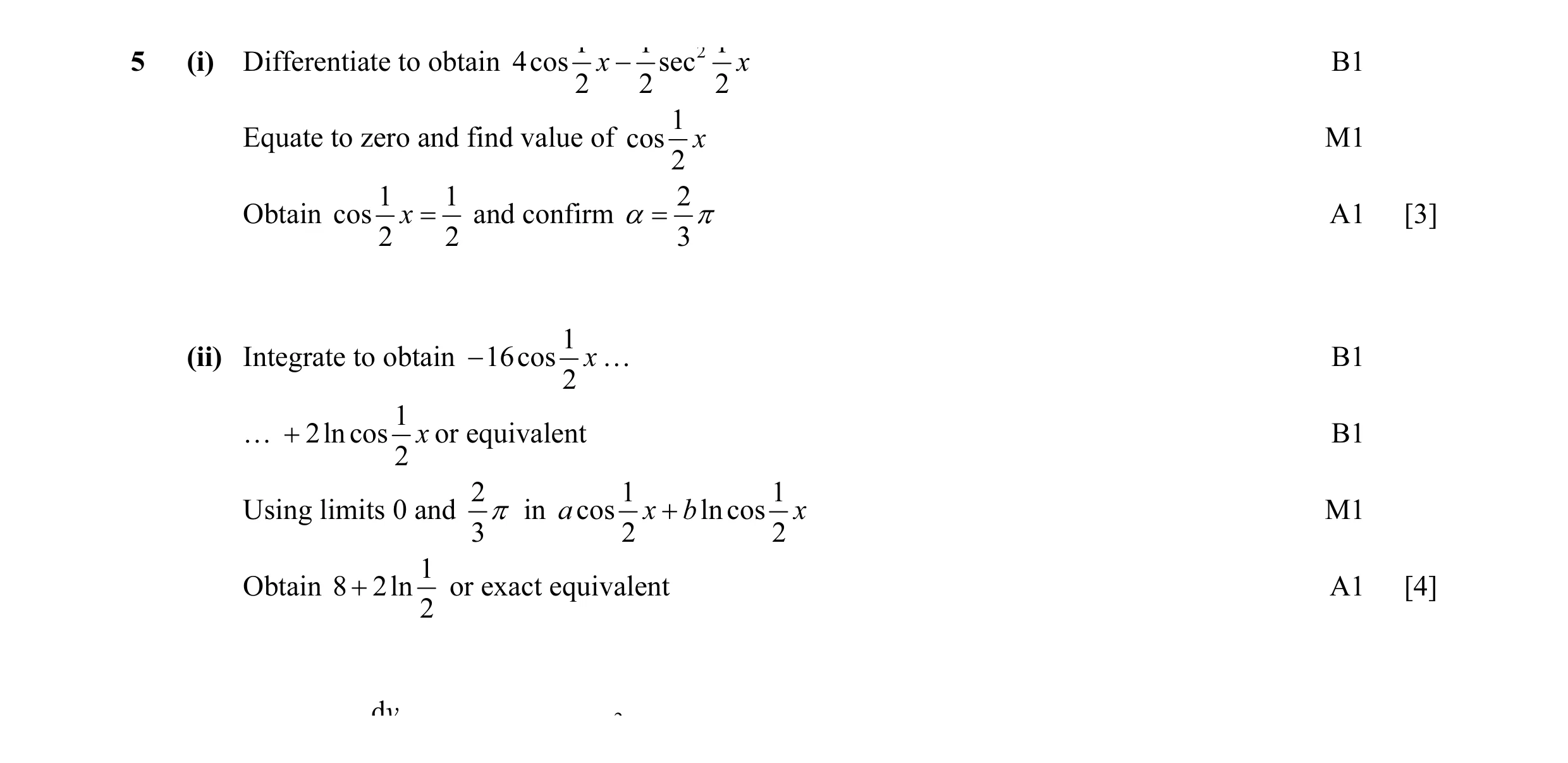 Mark scheme for question 21