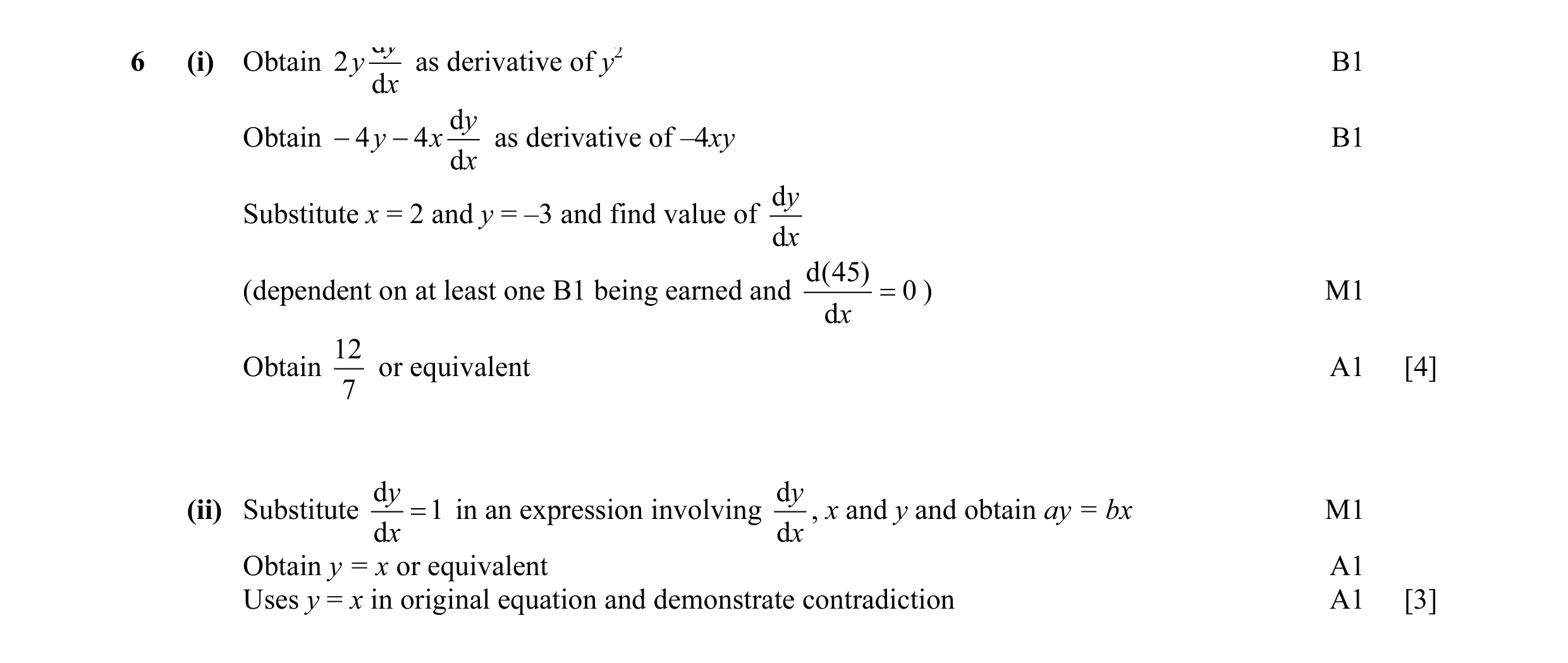 Mark scheme for question 22