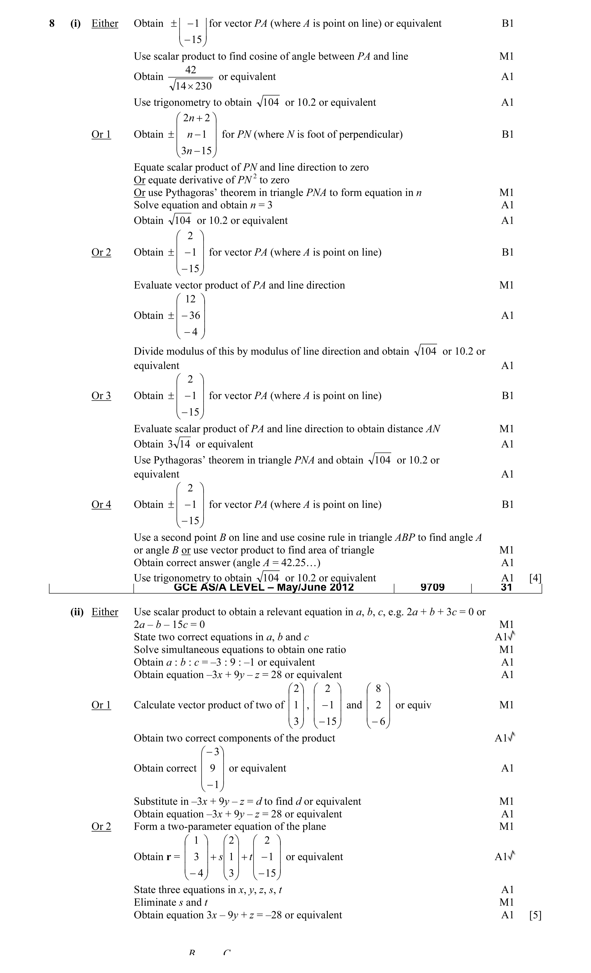 Mark scheme for question 19
