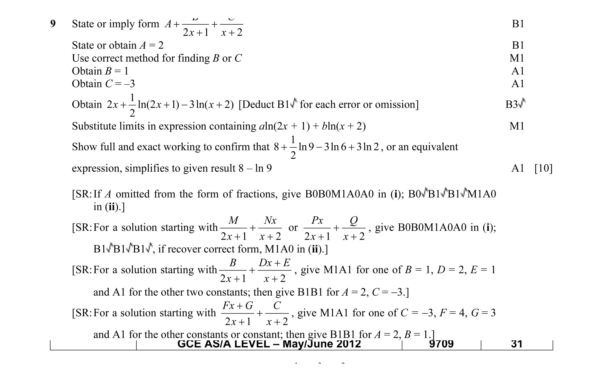 Mark scheme for question 26
