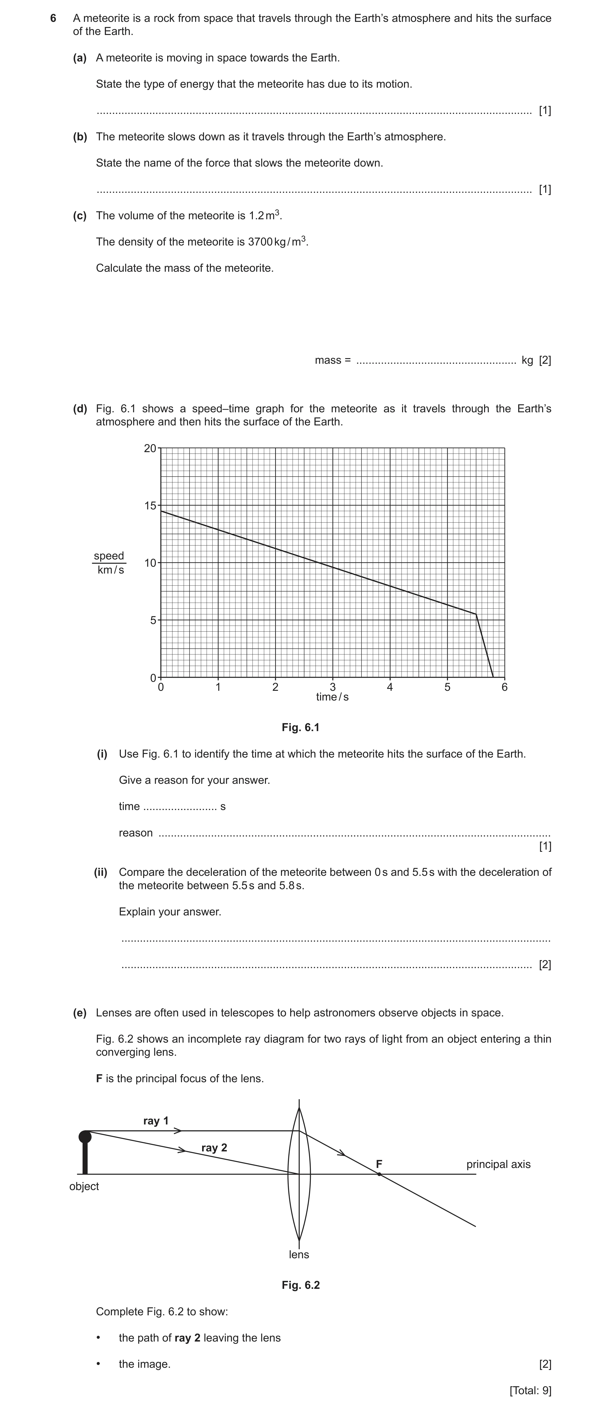 Question 26: A meteorite is a rock from space that travels through the Earth’s atmosphere and hits the surface of the Earth. (a) A meteorite is moving i…