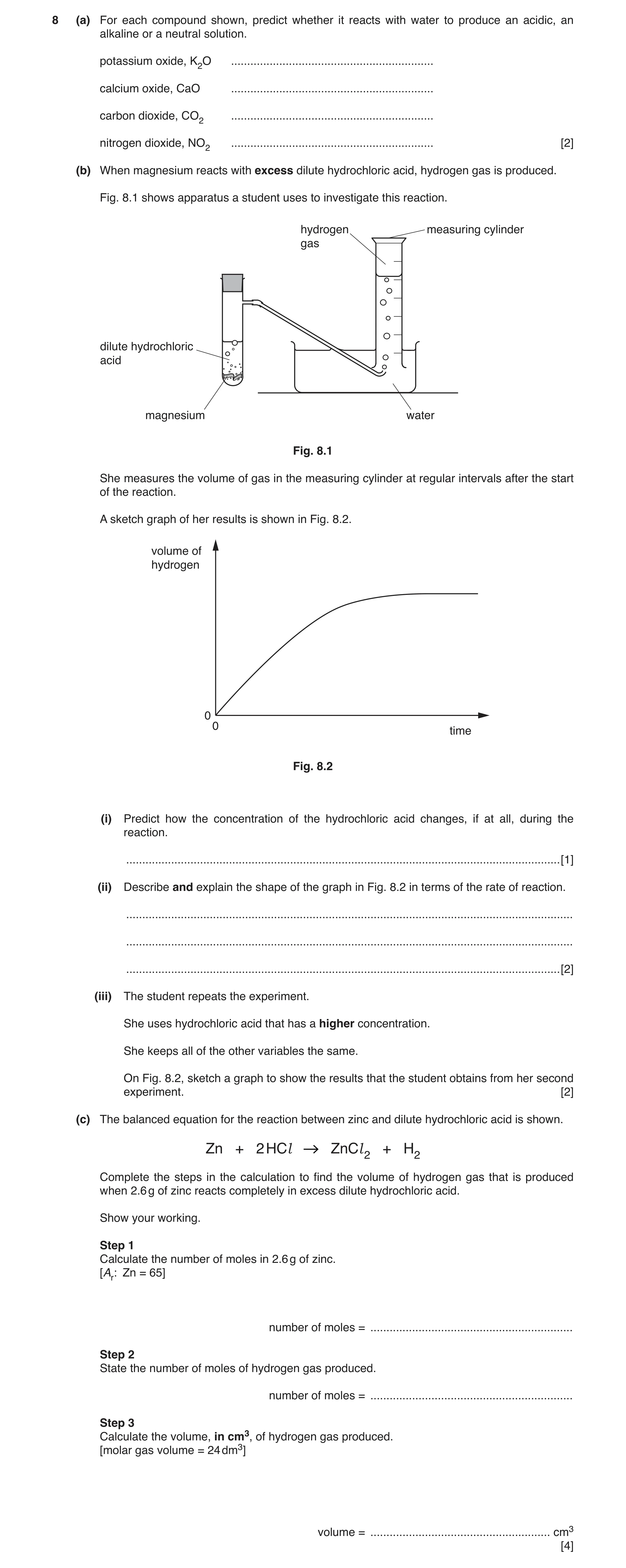 Question 4: (a) For each compound shown, predict whether it reacts with water to produce an acidic, an alkaline or a neutral solution. potassium oxide,…