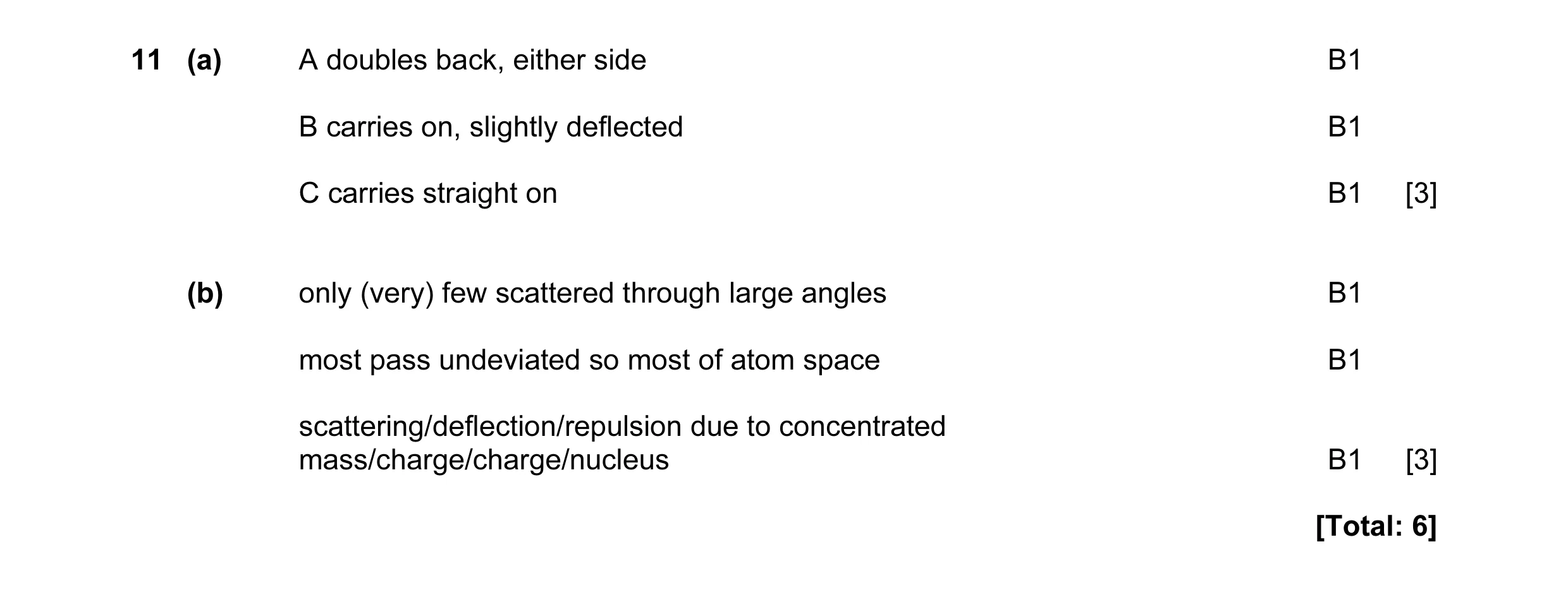Mark scheme for question 1
