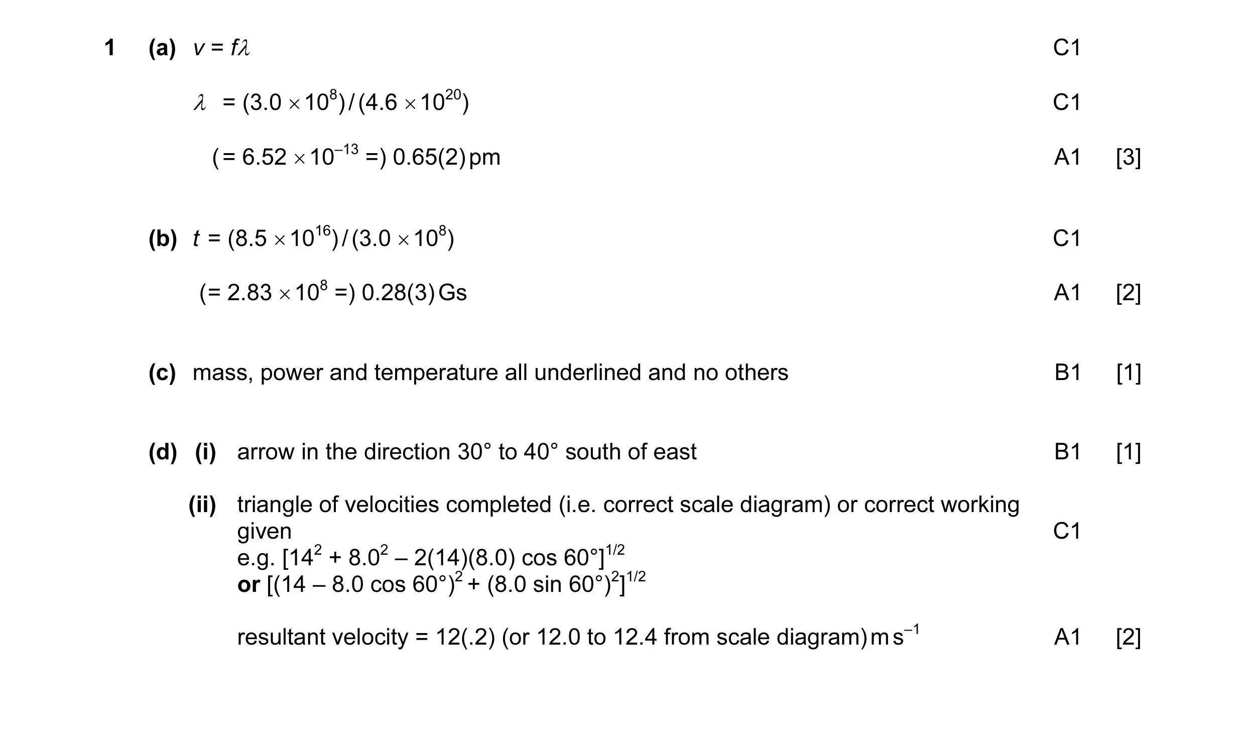 Mark scheme for question 4