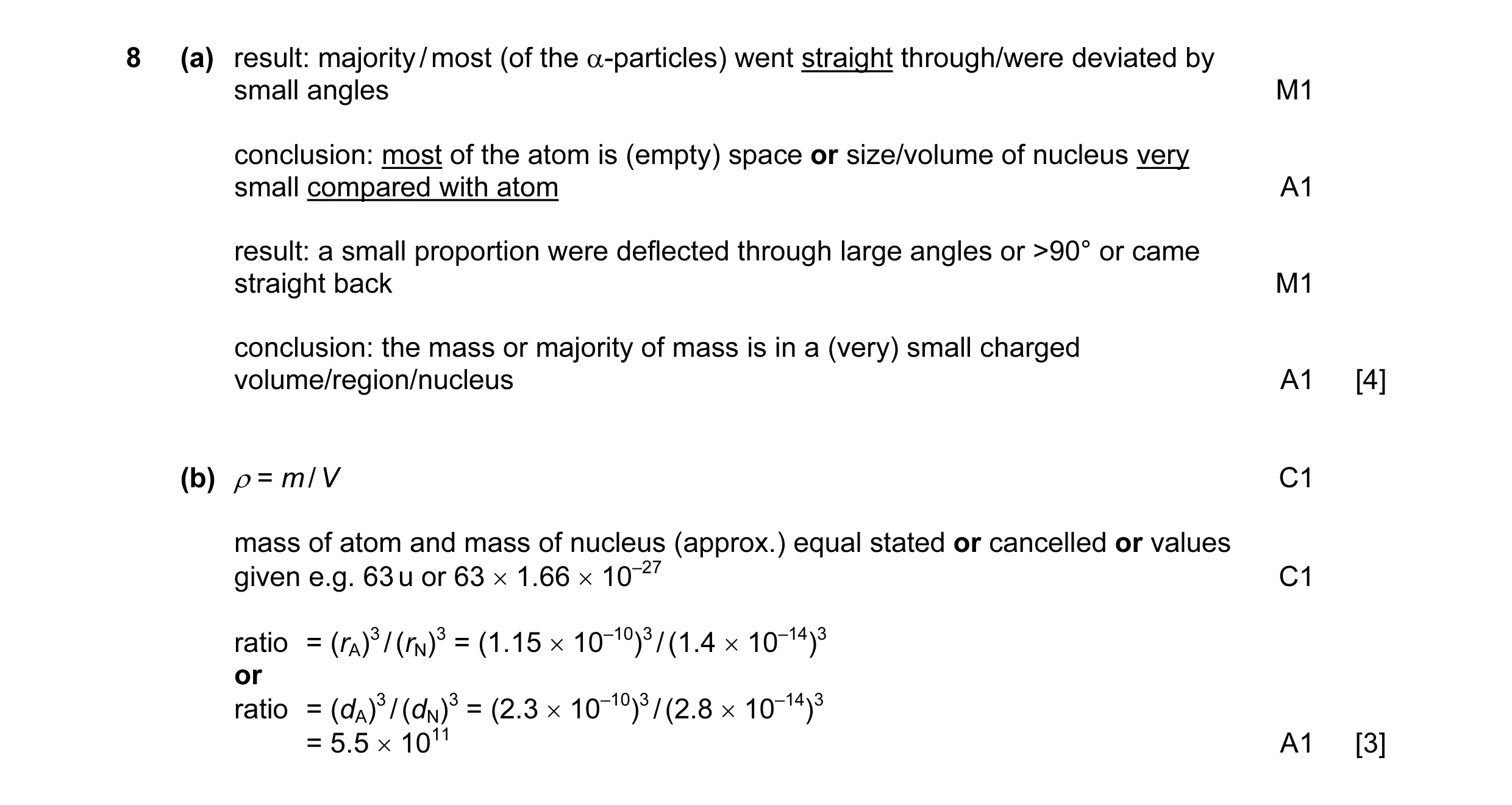 Mark scheme for question 25