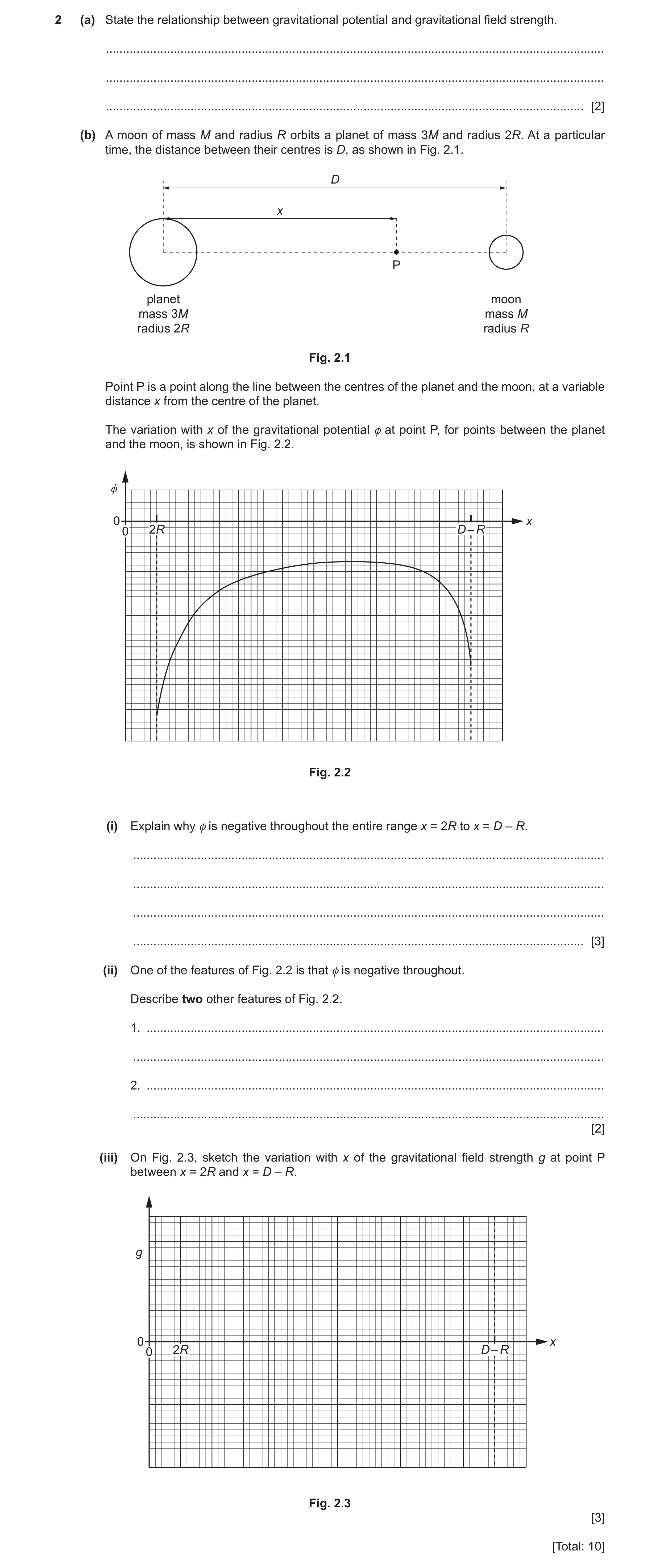 Question 12: (a) State the relationship between gravitational potential and gravitational field strength. ..............................................…