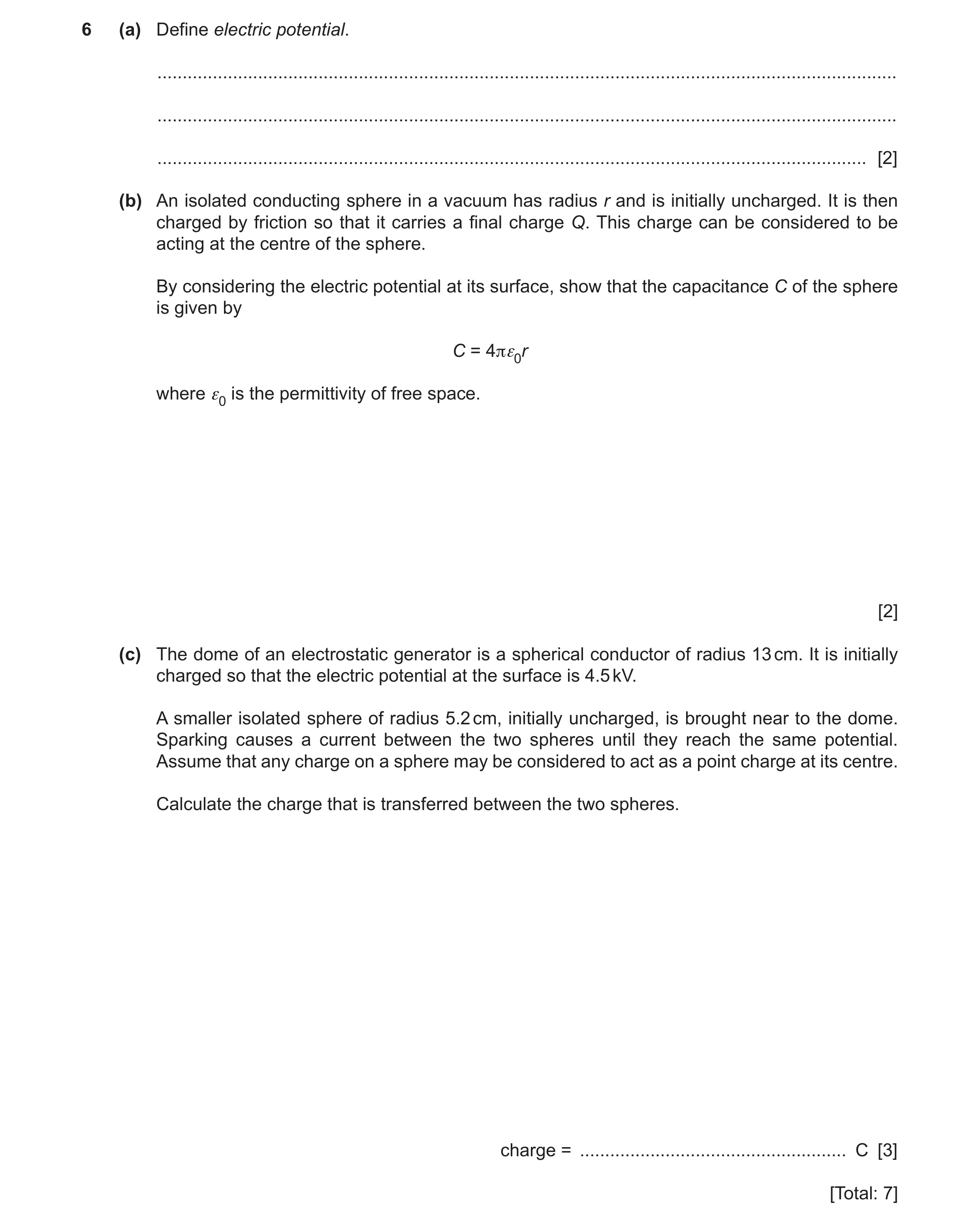 Question 18: (a) Define electric potential. ............................................................................................................…