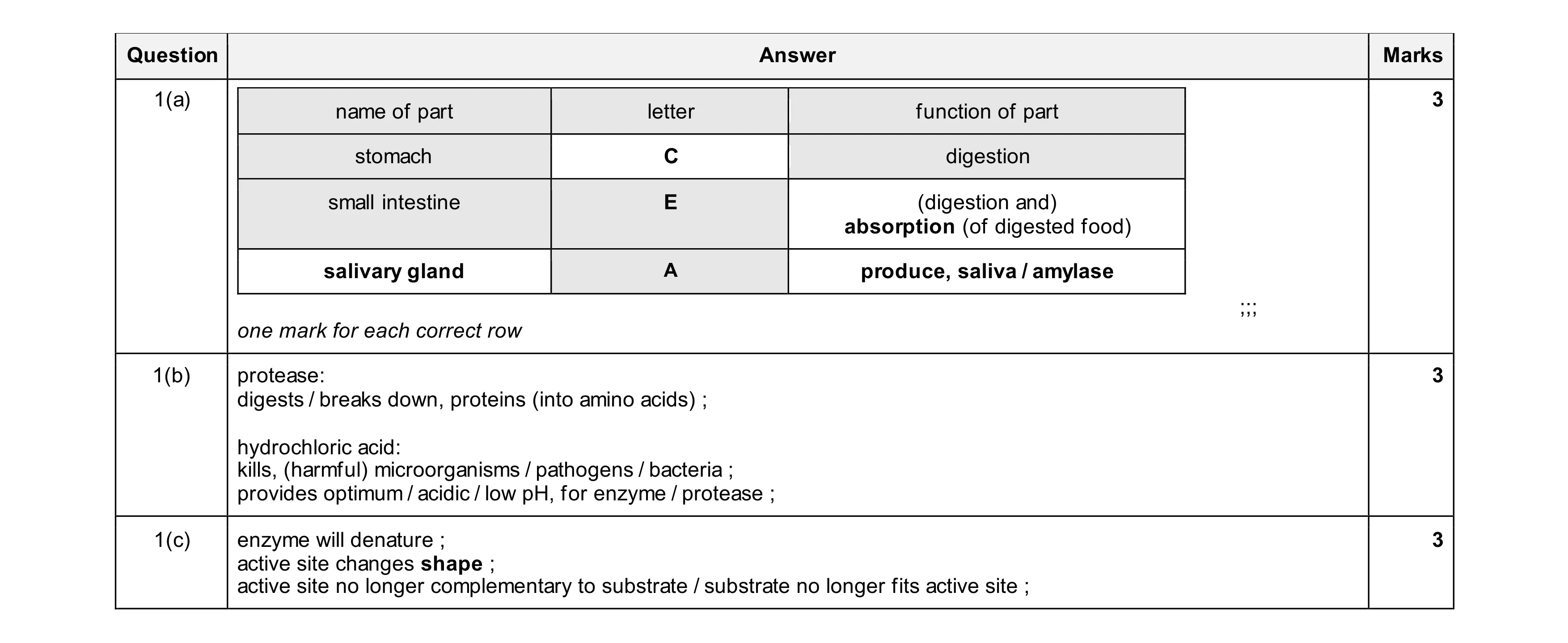 Mark scheme for question 22