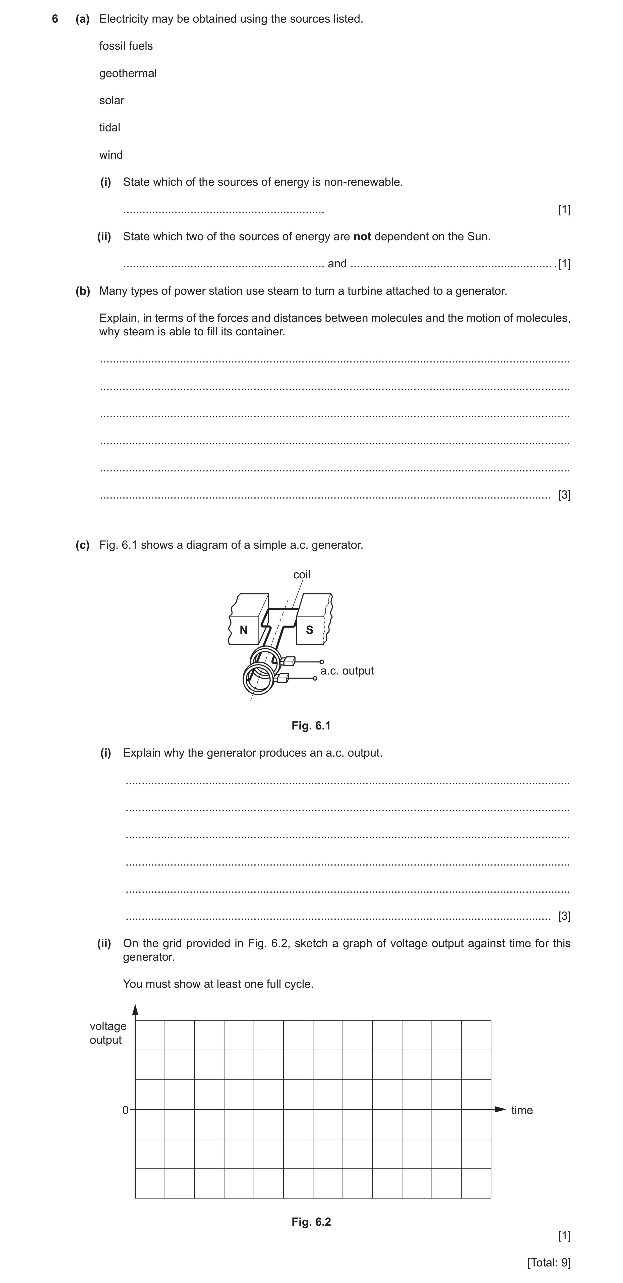 Question 19: (a) Electricity may be obtained using the sources listed. fossil fuels geothermal solar tidal wind (i) State which of the sources of energy…