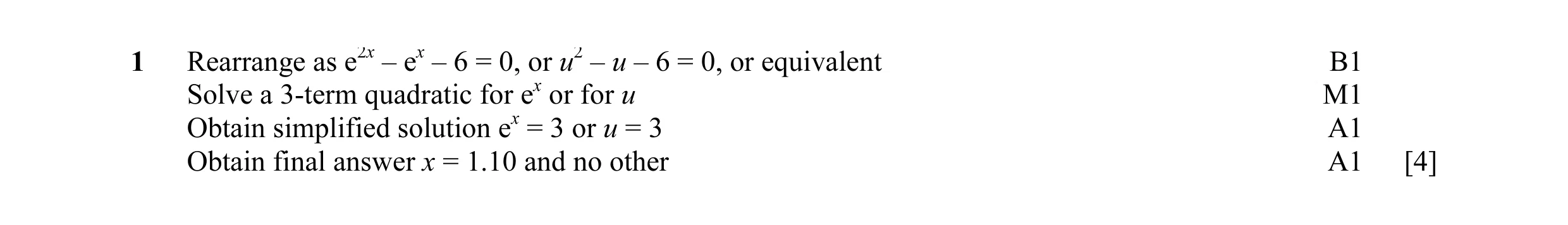 Mark scheme for question 15