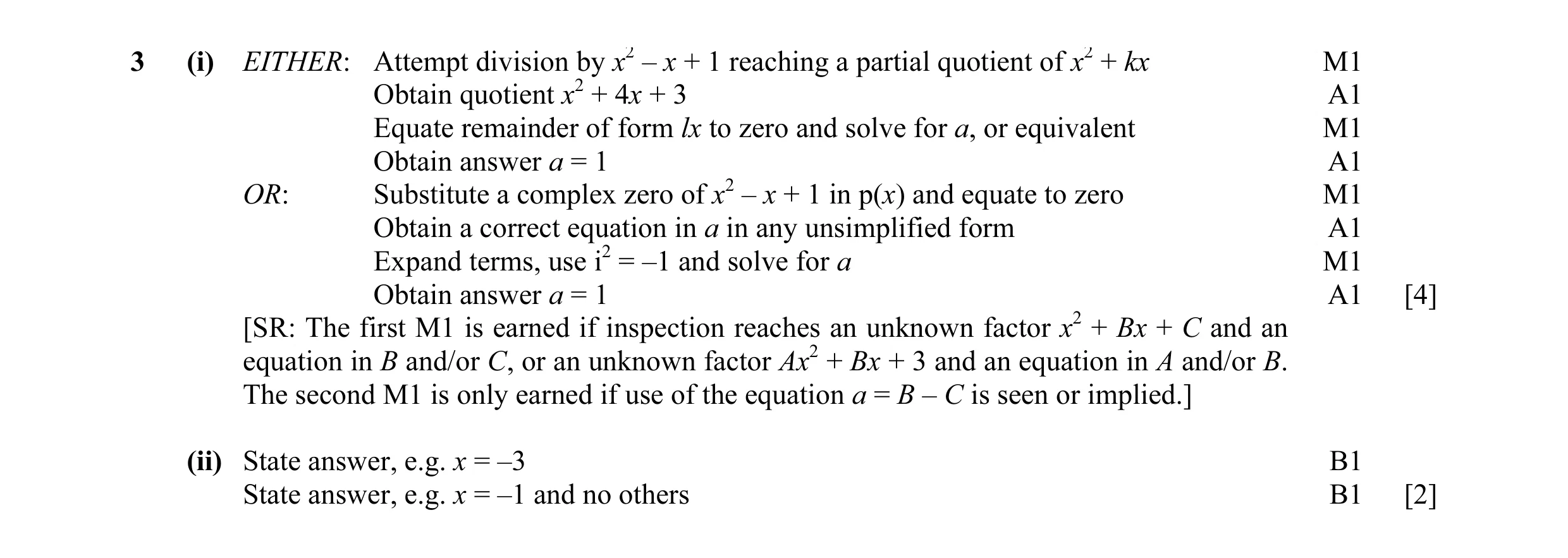 Mark scheme for question 13