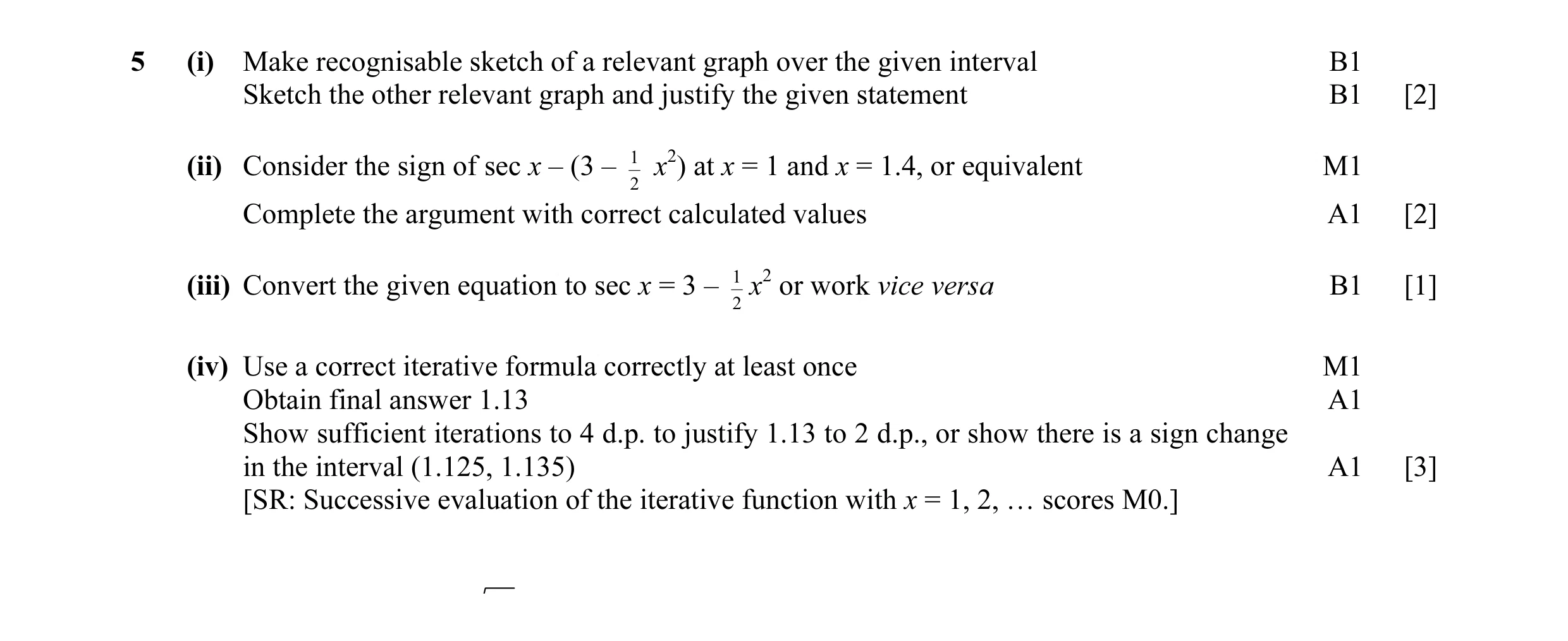 Mark scheme for question 19