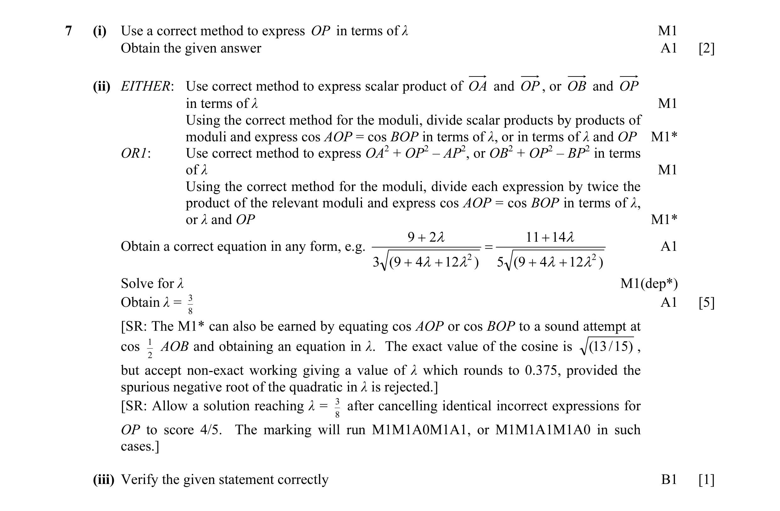 Mark scheme for question 17
