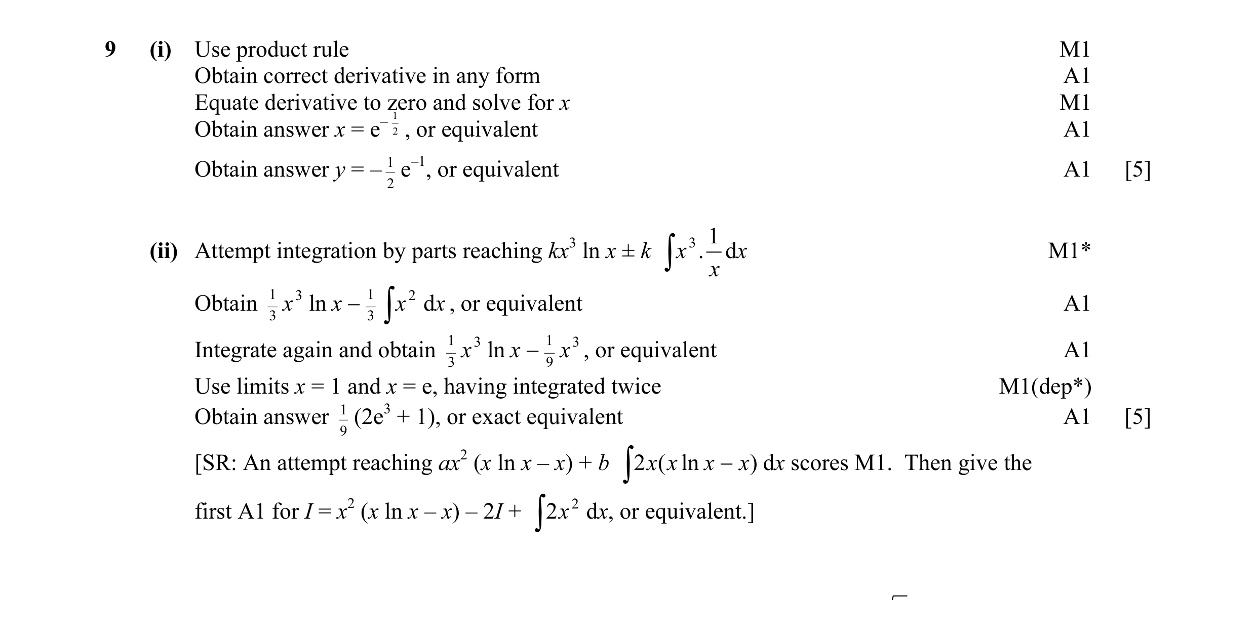Mark scheme for question 19