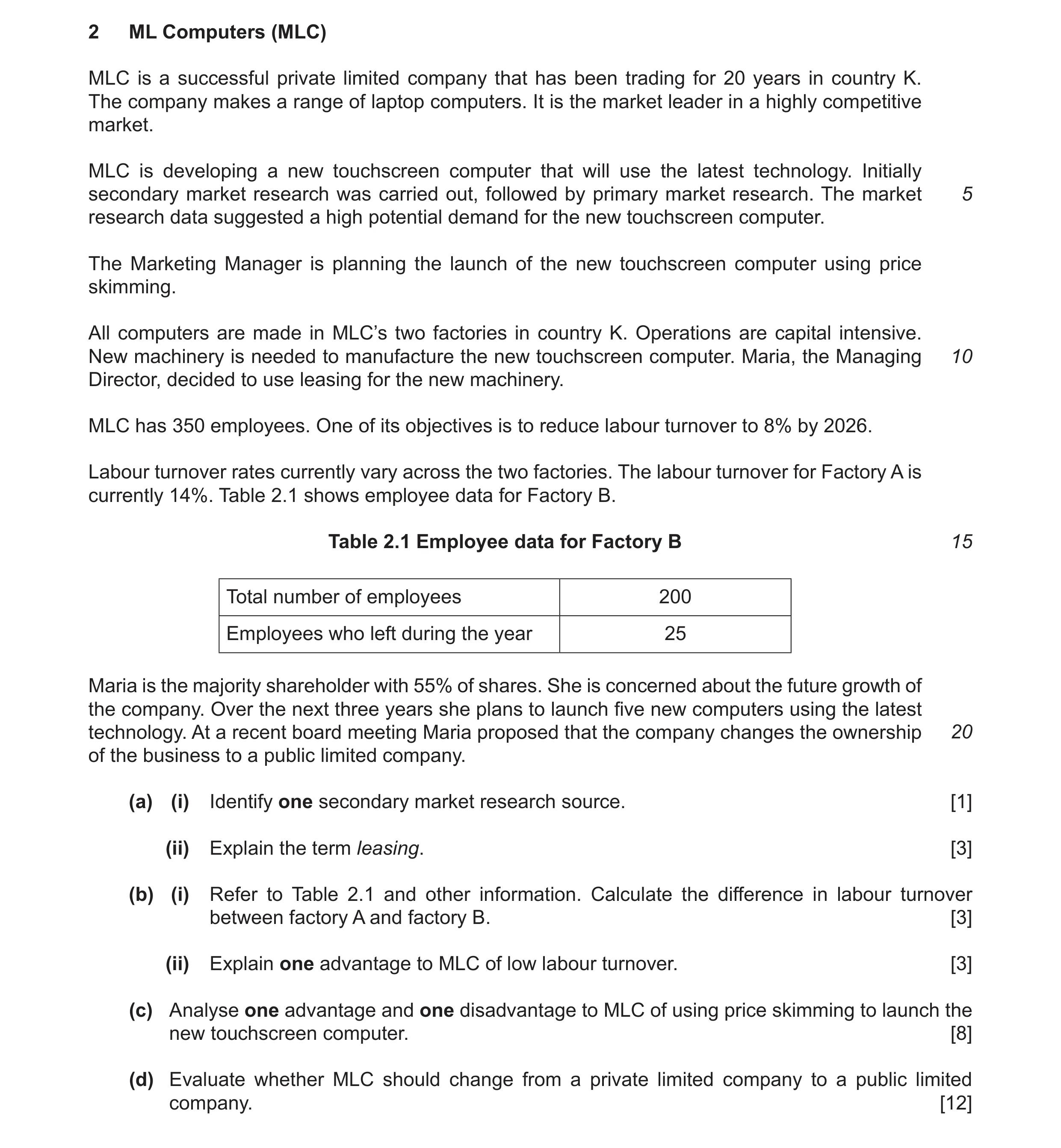 Question 17: ML Computers (MLC) MLC is a successful private limited company that has been trading for 20 years in country K. The company makes a range o…