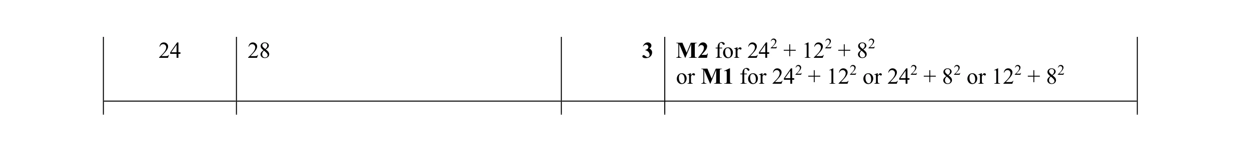 Mark scheme for question 18