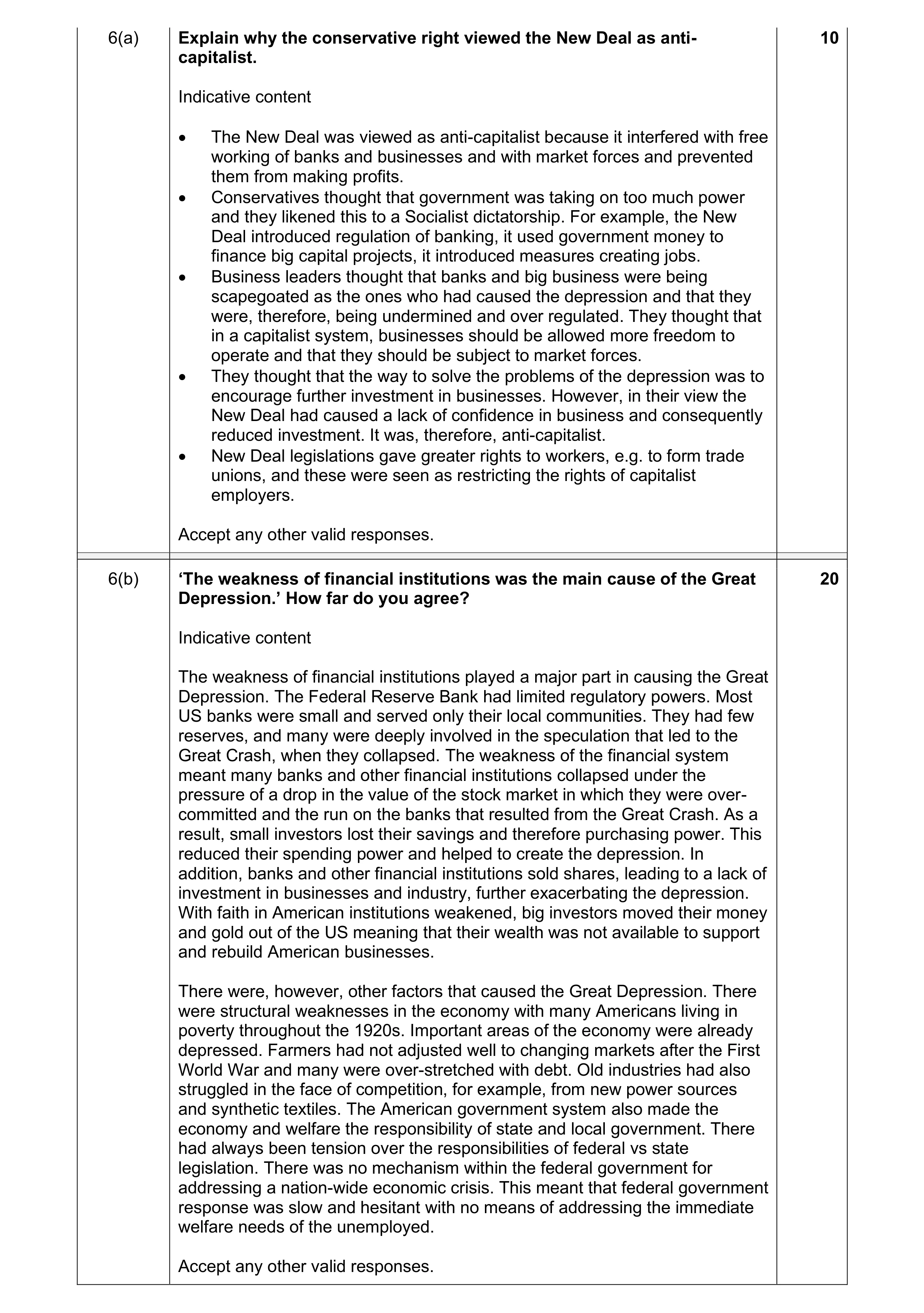 Mark scheme for question 17