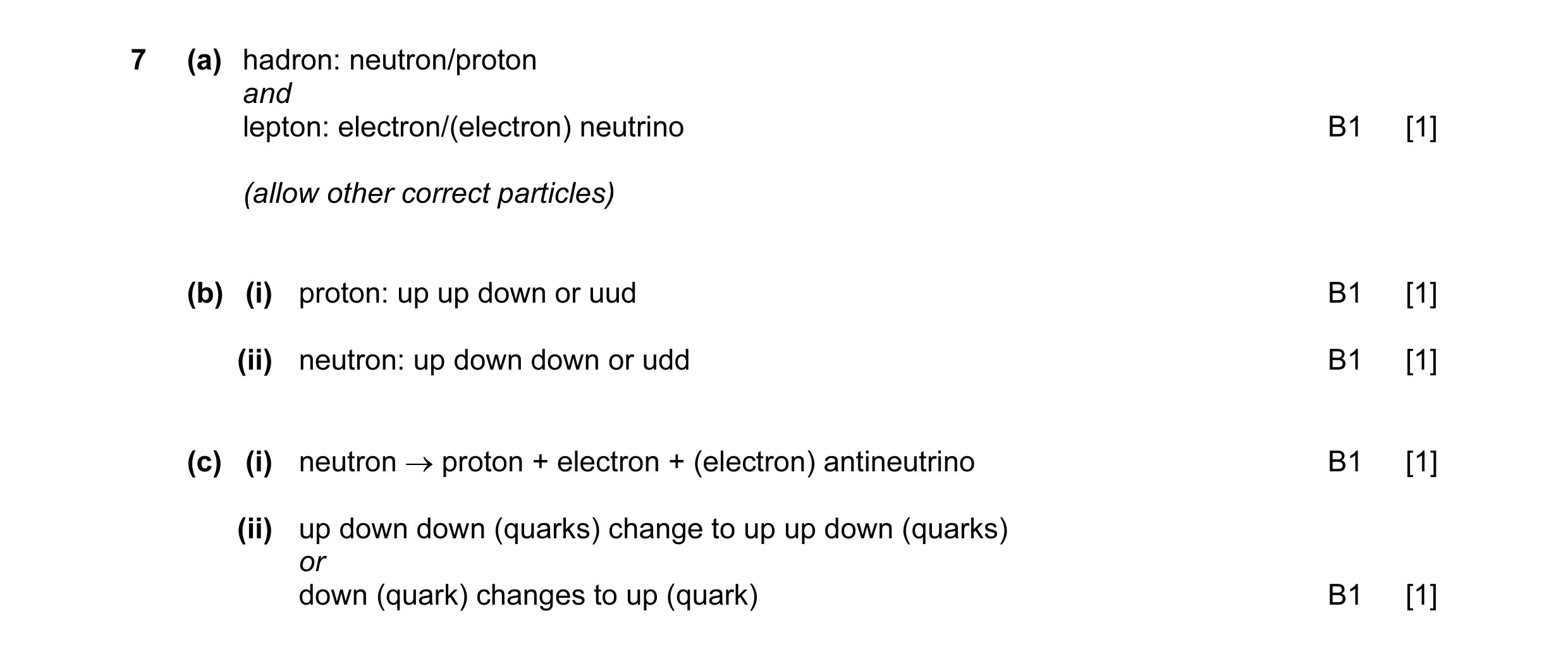 Mark scheme for question 27
