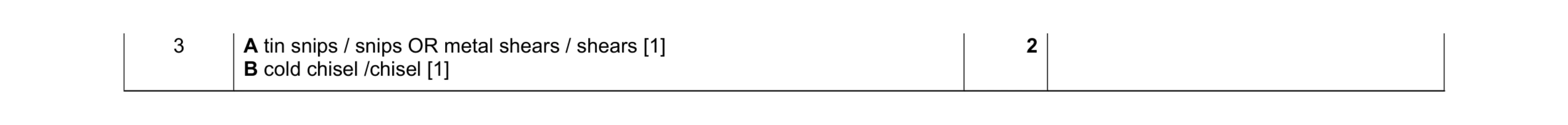 Mark scheme for question 61