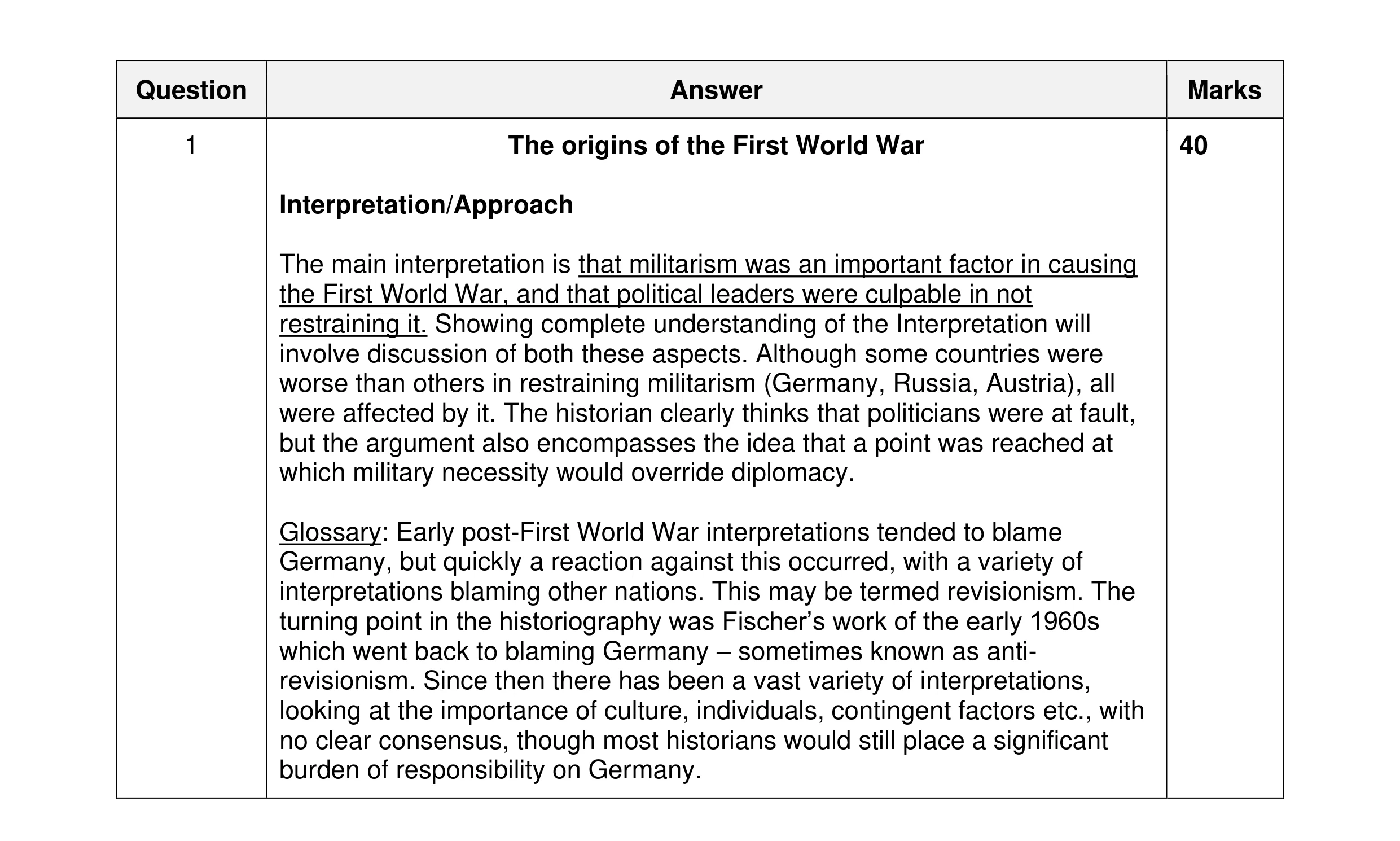 Mark scheme for question 26