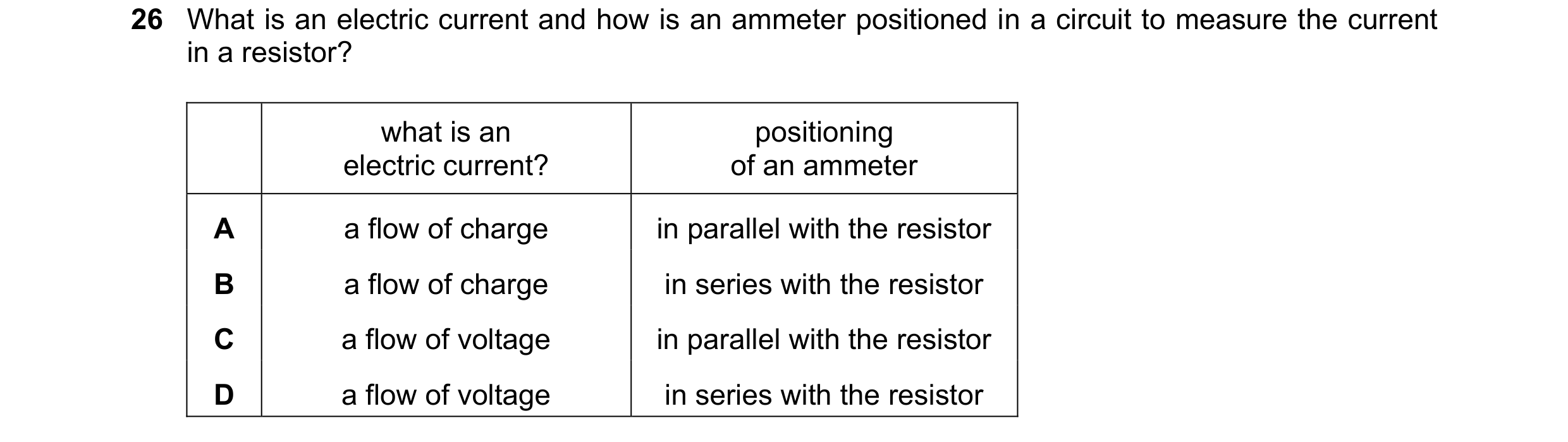 Question 358: What is an electric current and how is an ammeter positioned in a circuit to measure the current in a resistor? what is an positioning elec…