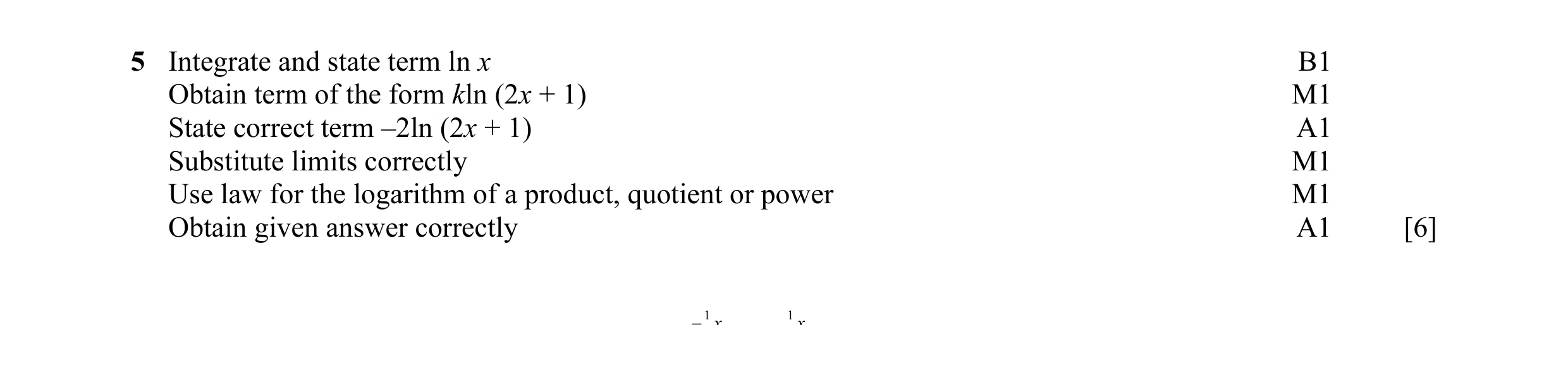 Mark scheme for question 1