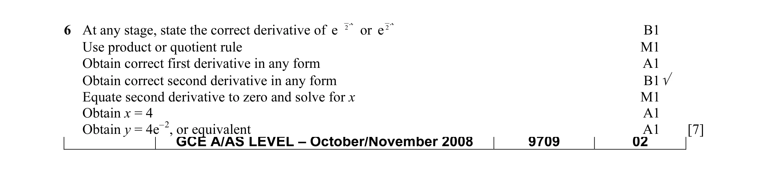 Mark scheme for question 4