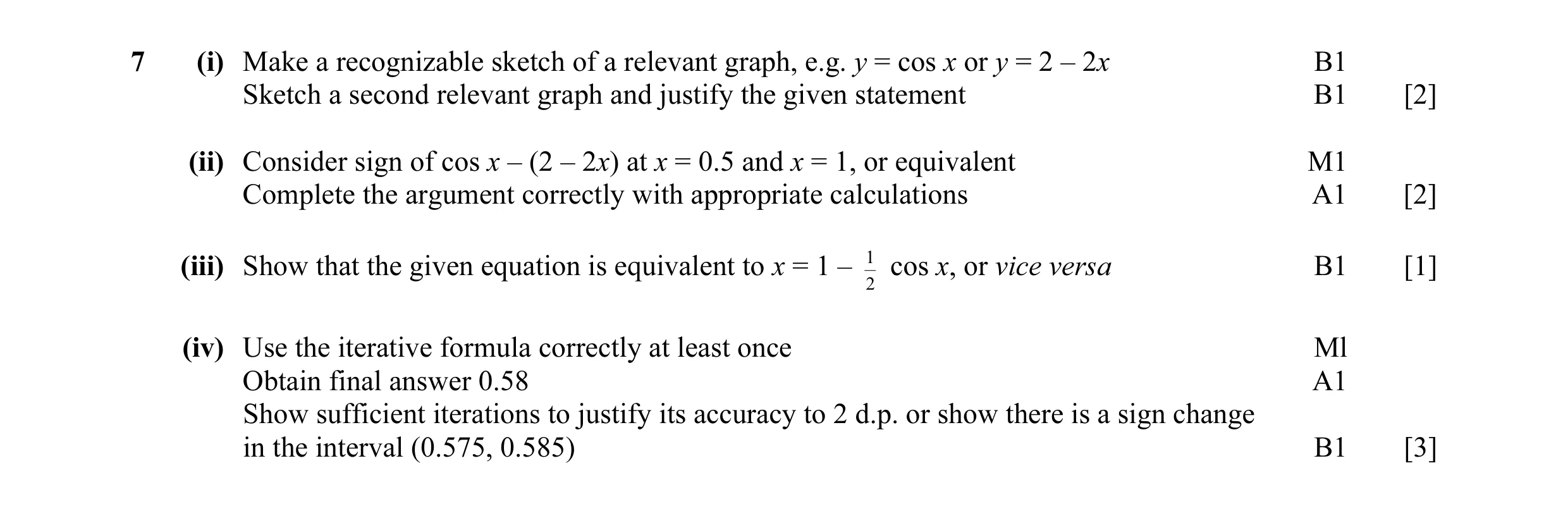 Mark scheme for question 8