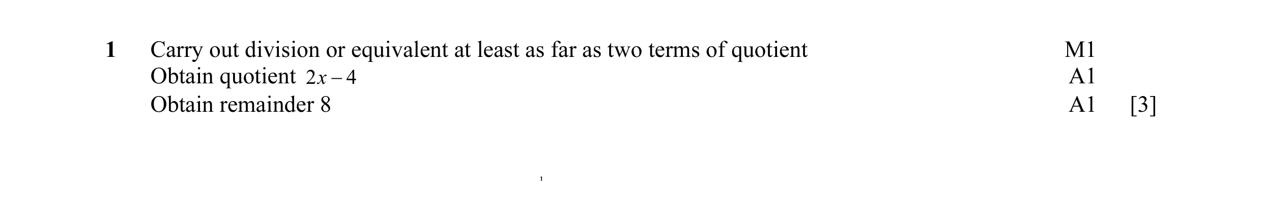 Mark scheme for question 19