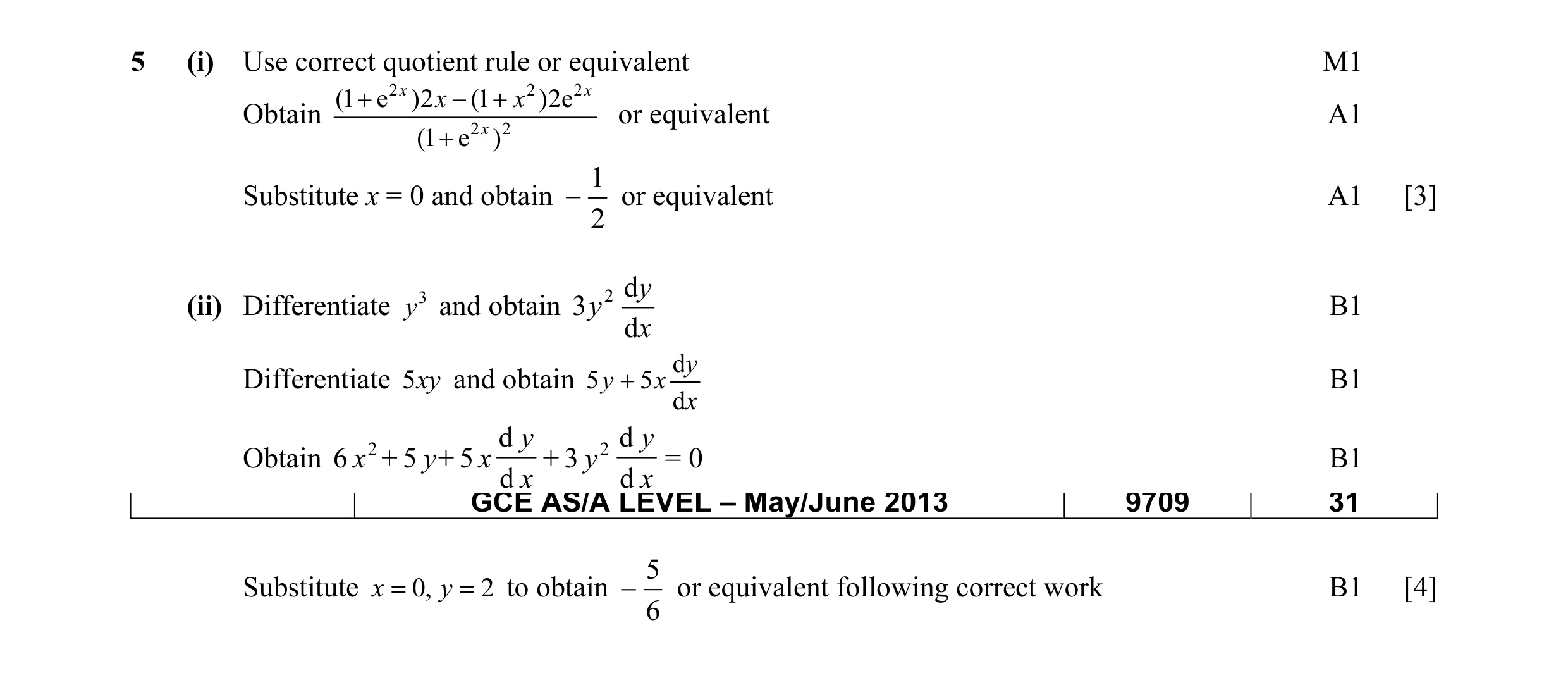 Mark scheme for question 19