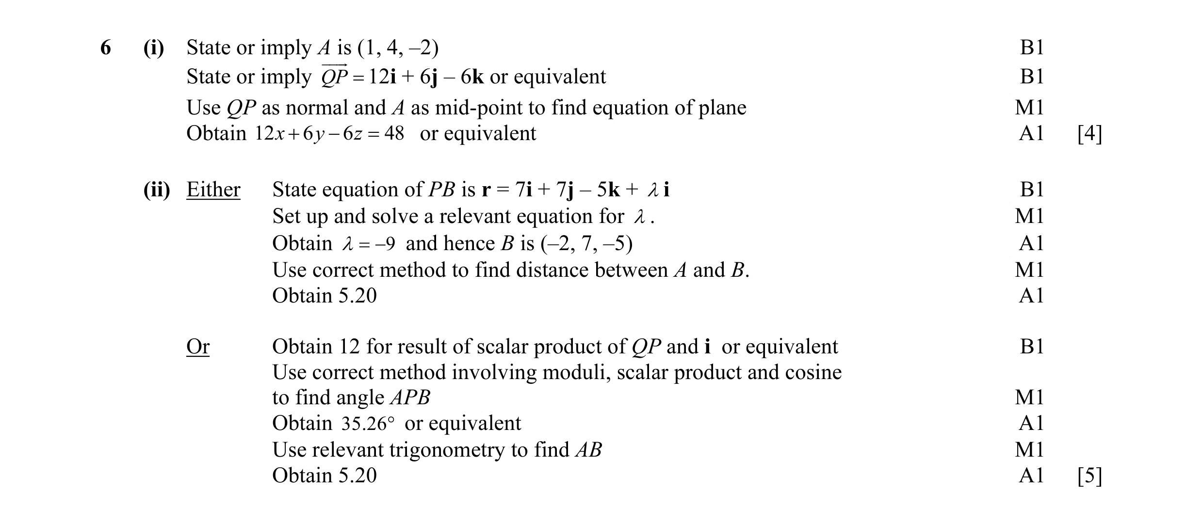 Mark scheme for question 25