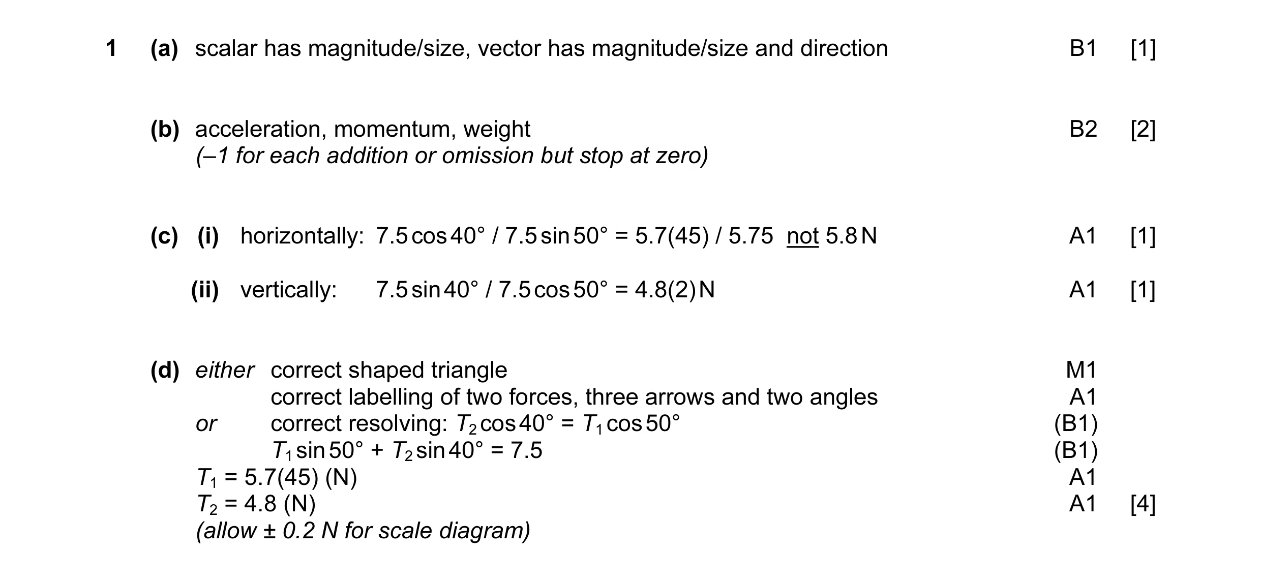 Mark scheme for question 8