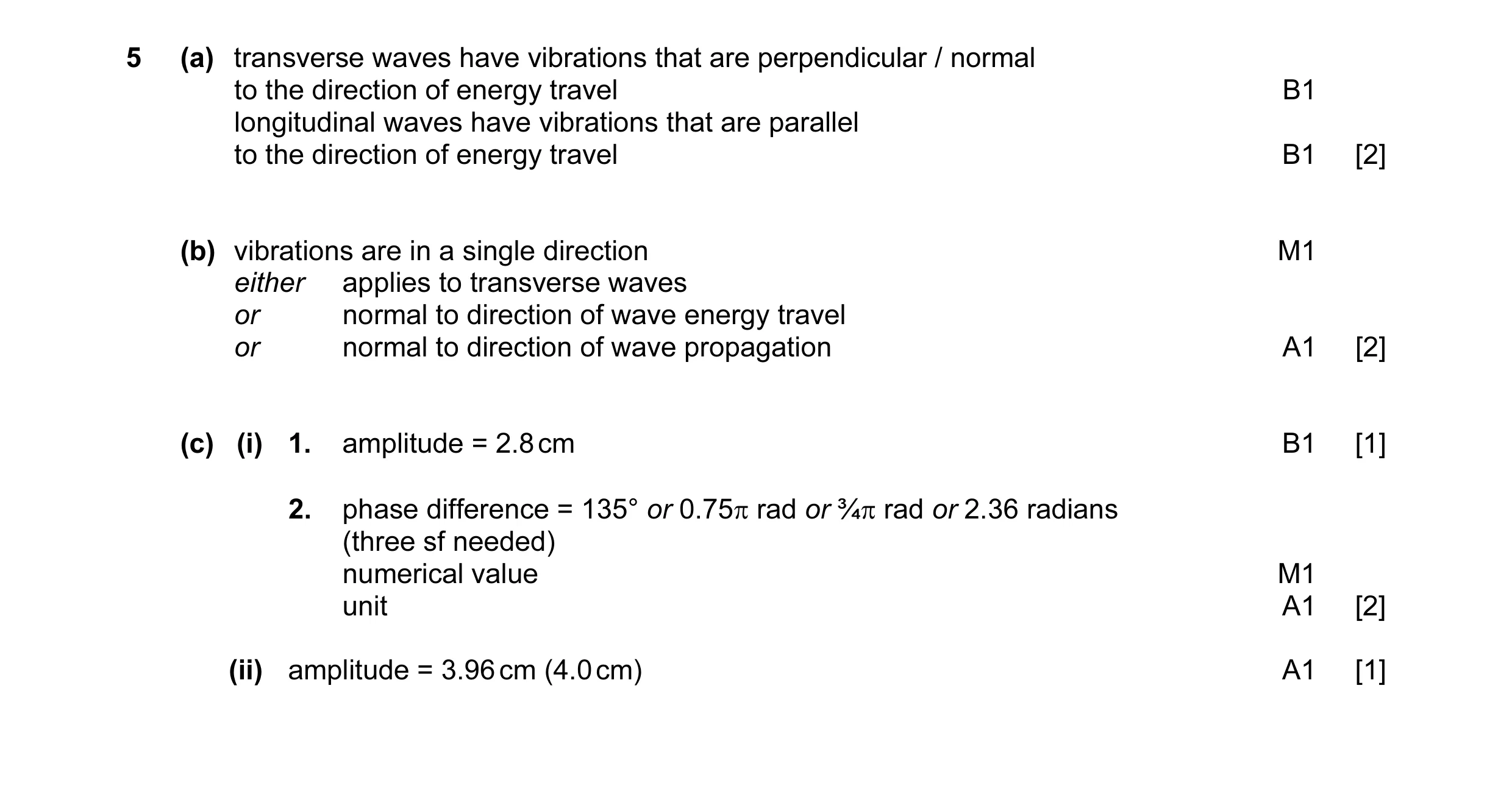 Mark scheme for question 3