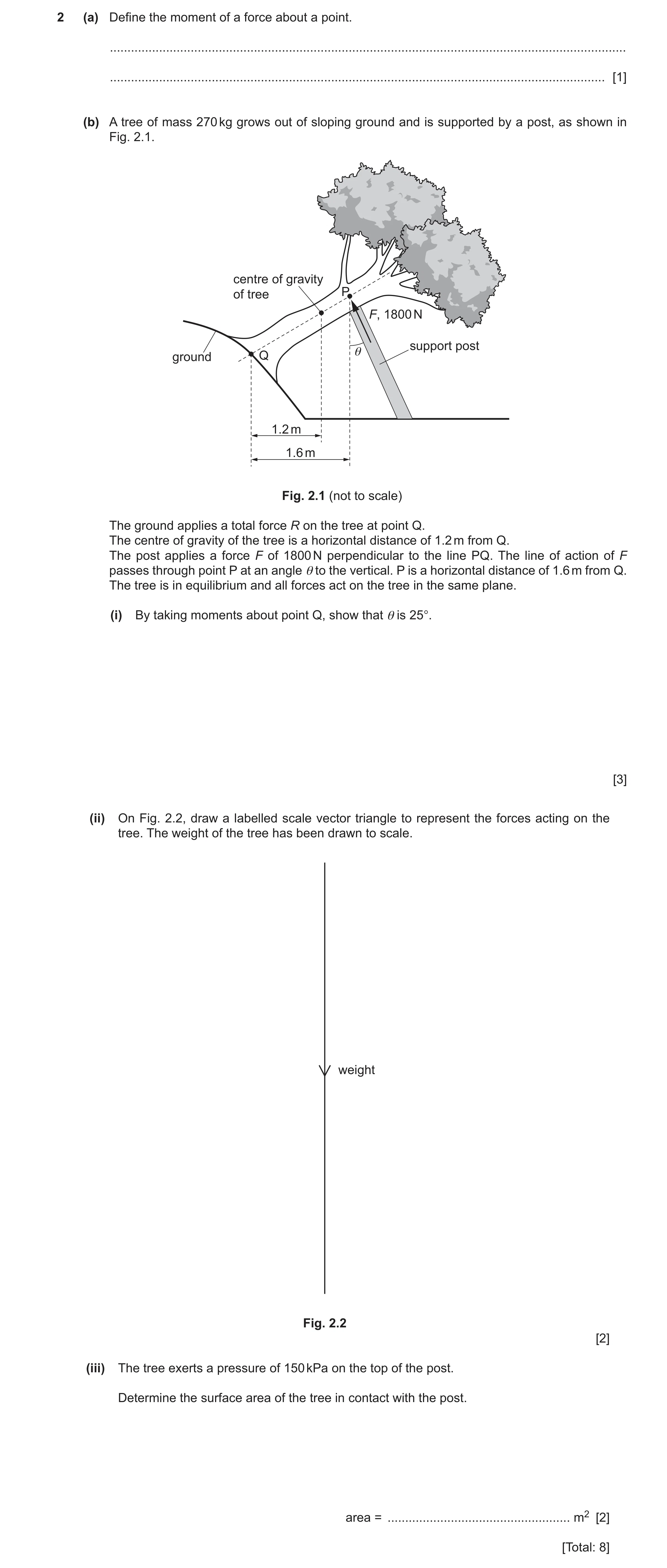 Question 15: (a) Define the moment of a force about a point. ...........................................................................................…