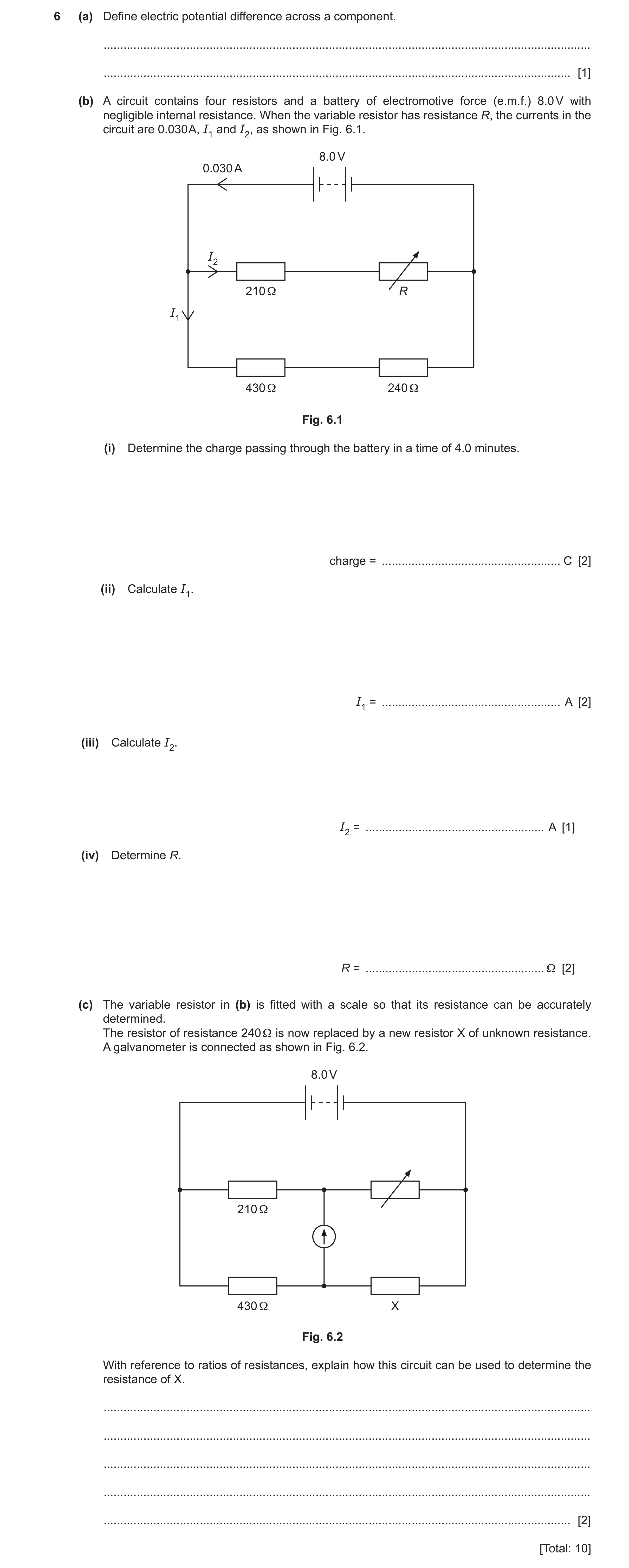Question 25: (a) Define electric potential difference across a component. ..............................................................................…