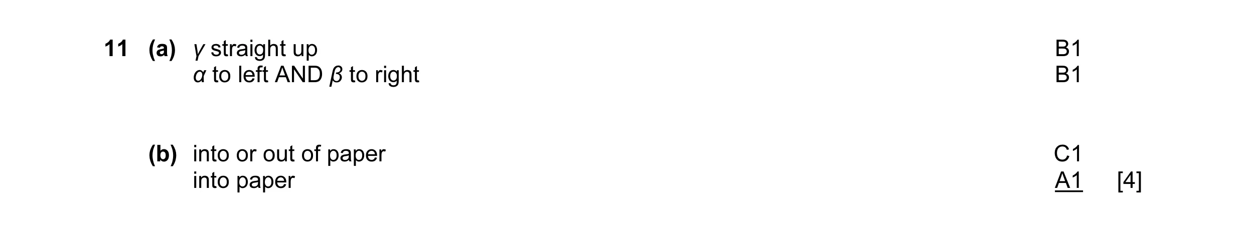 Mark scheme for question 4