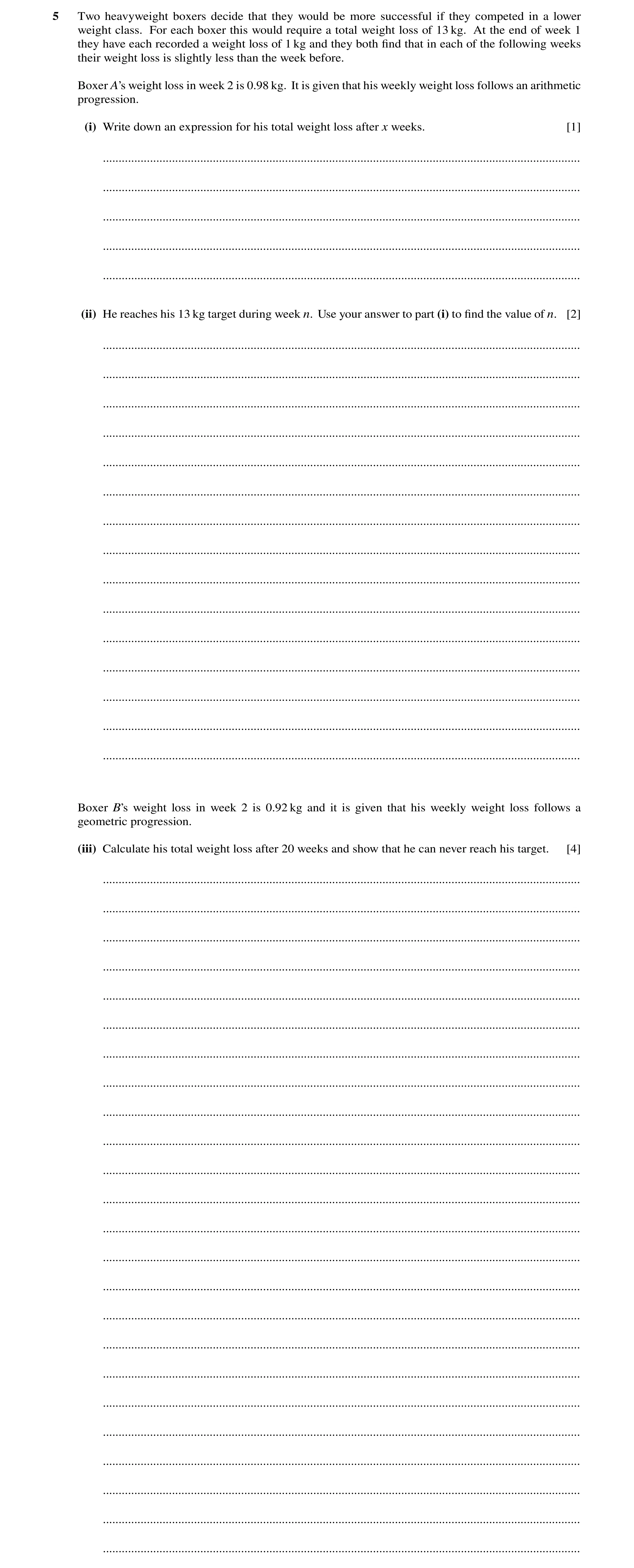 Question 63: Two heavyweight boxers decide that they would be more successful if they competed in a lower weight class. For each boxer this would requir…
