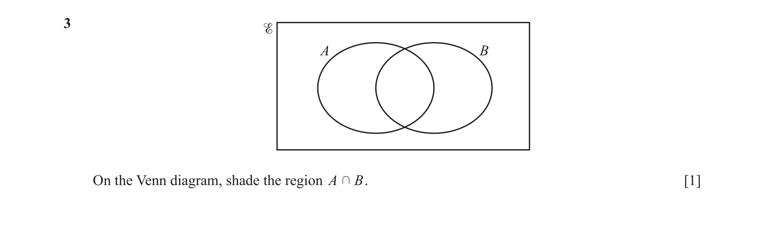Question 45: A B On the Venn diagram, shade the region A k B . [1]