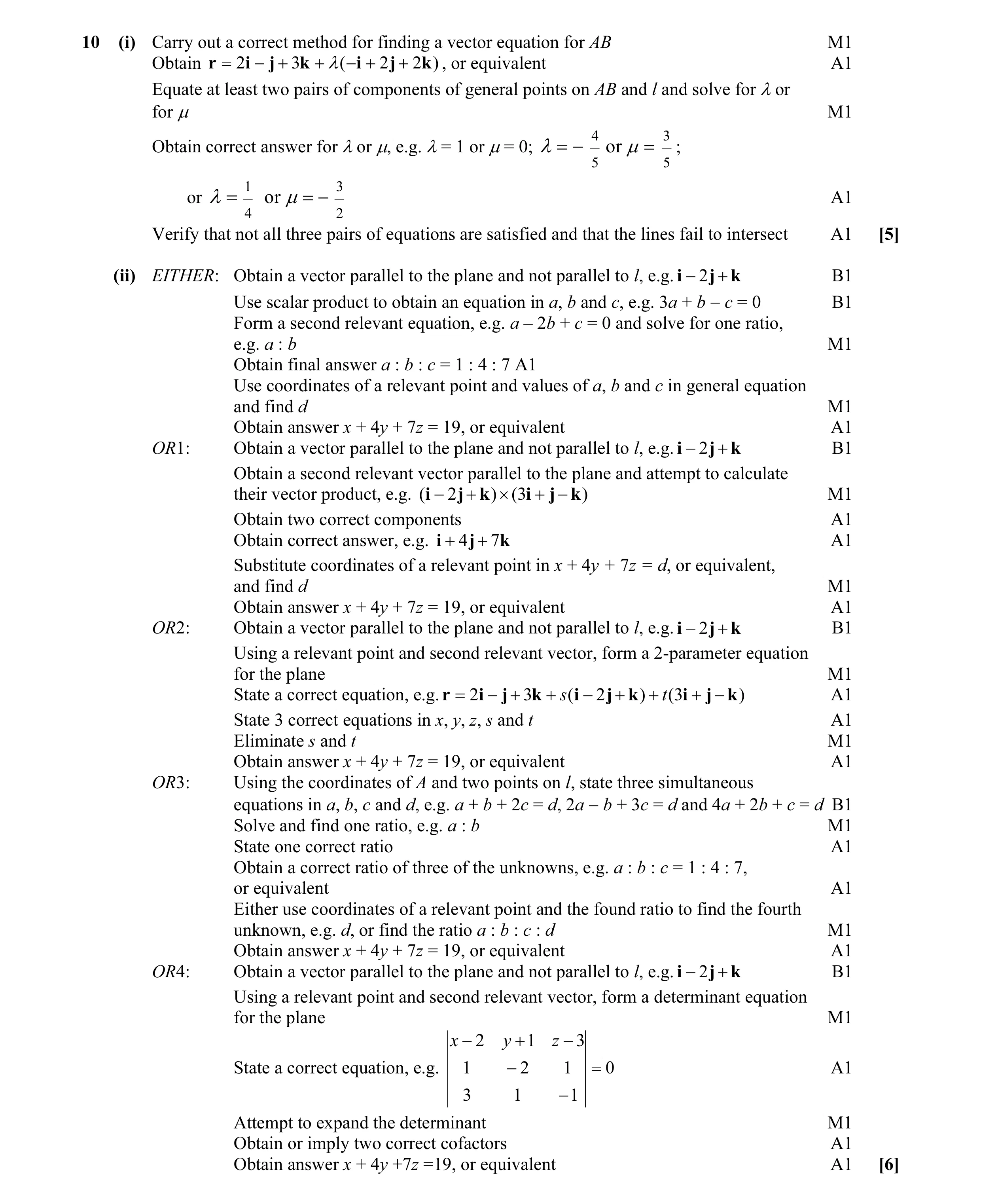 Mark scheme for question 36