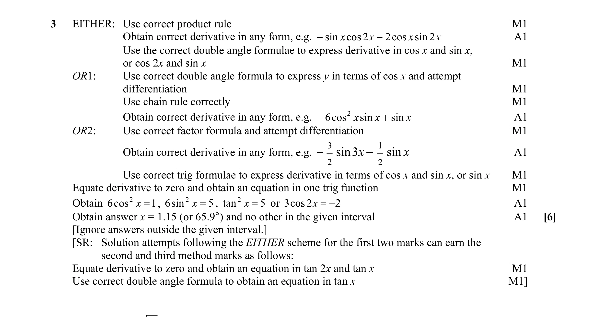 Mark scheme for question 42