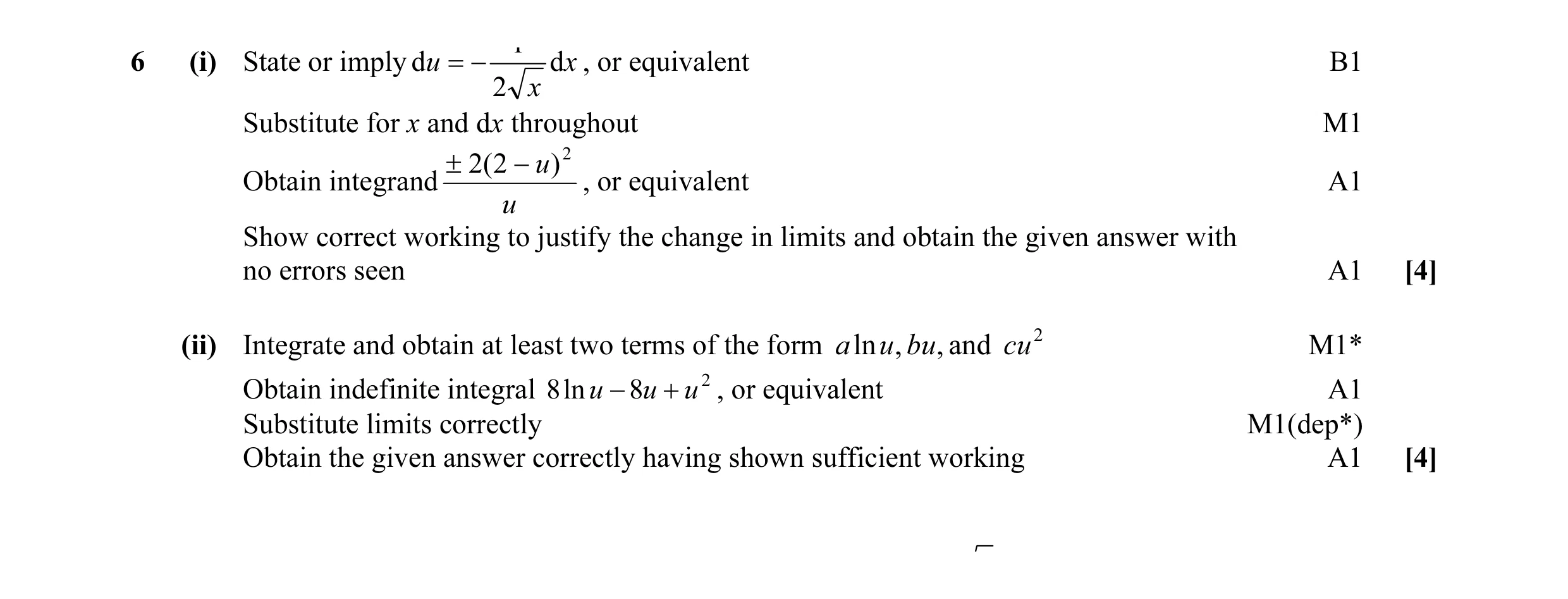 Mark scheme for question 13