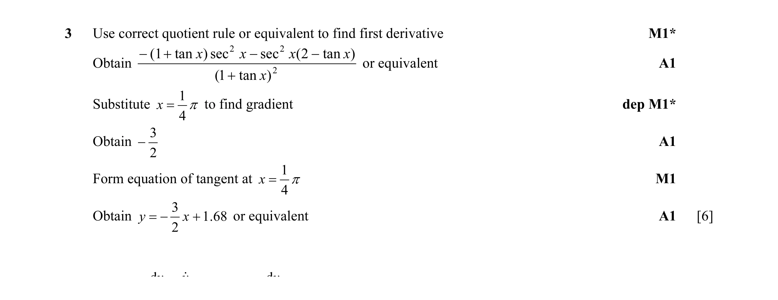Mark scheme for question 46