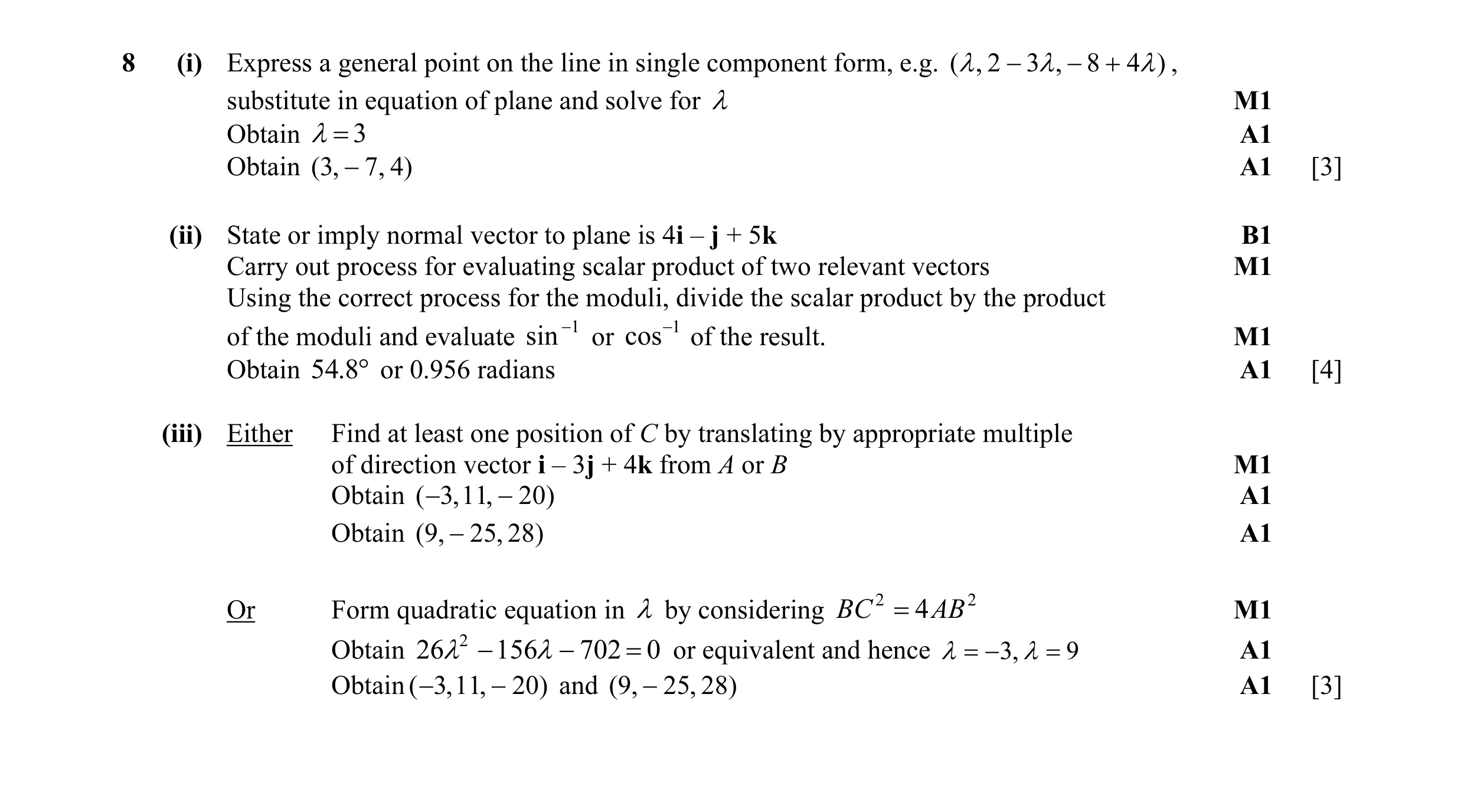 Mark scheme for question 38