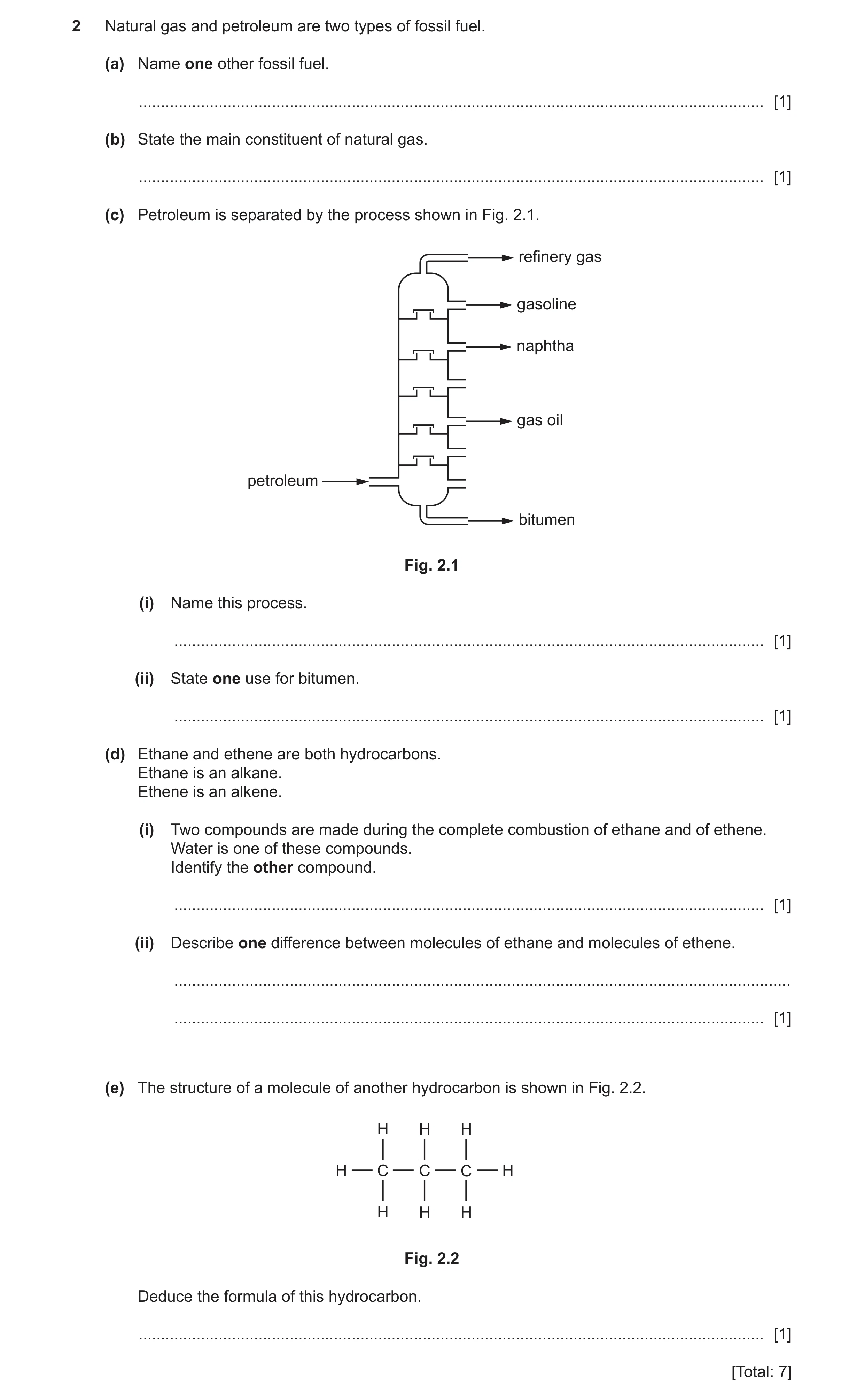 Question 14: Natural gas and petroleum are two types of fossil fuel. (a) Name one other fossil fuel. ...................................................…