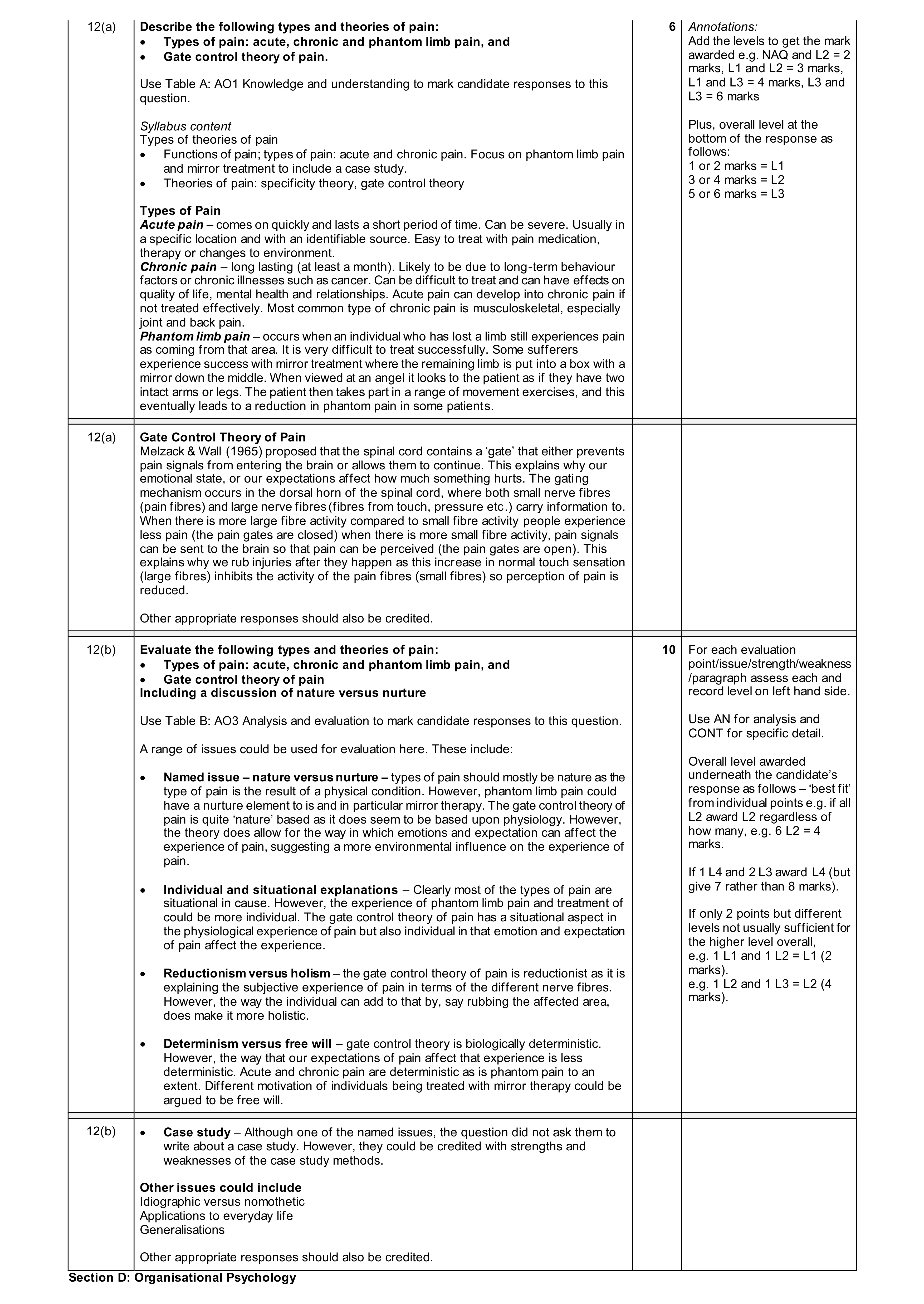 Mark scheme for question 26