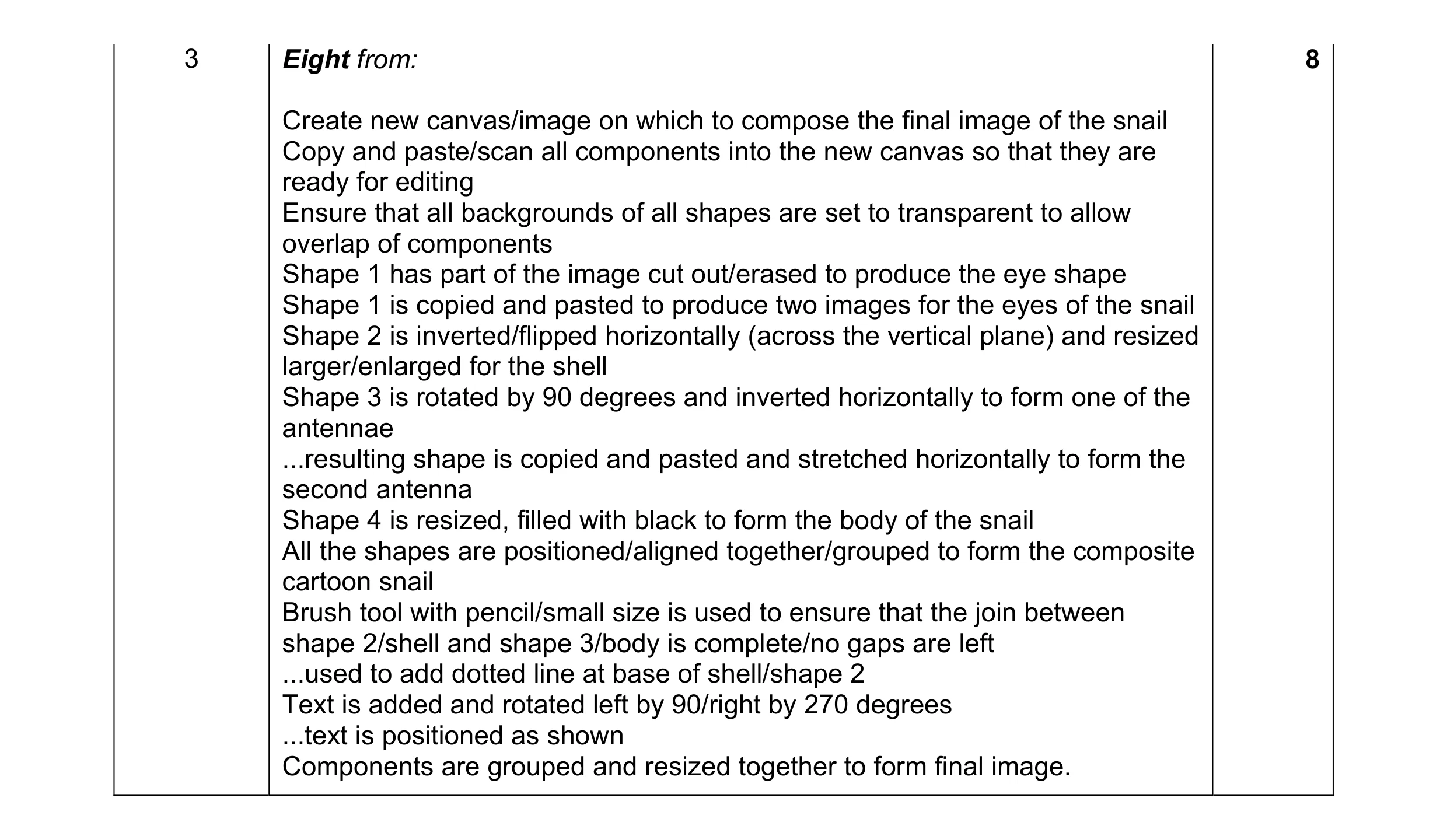 Mark scheme for question 1