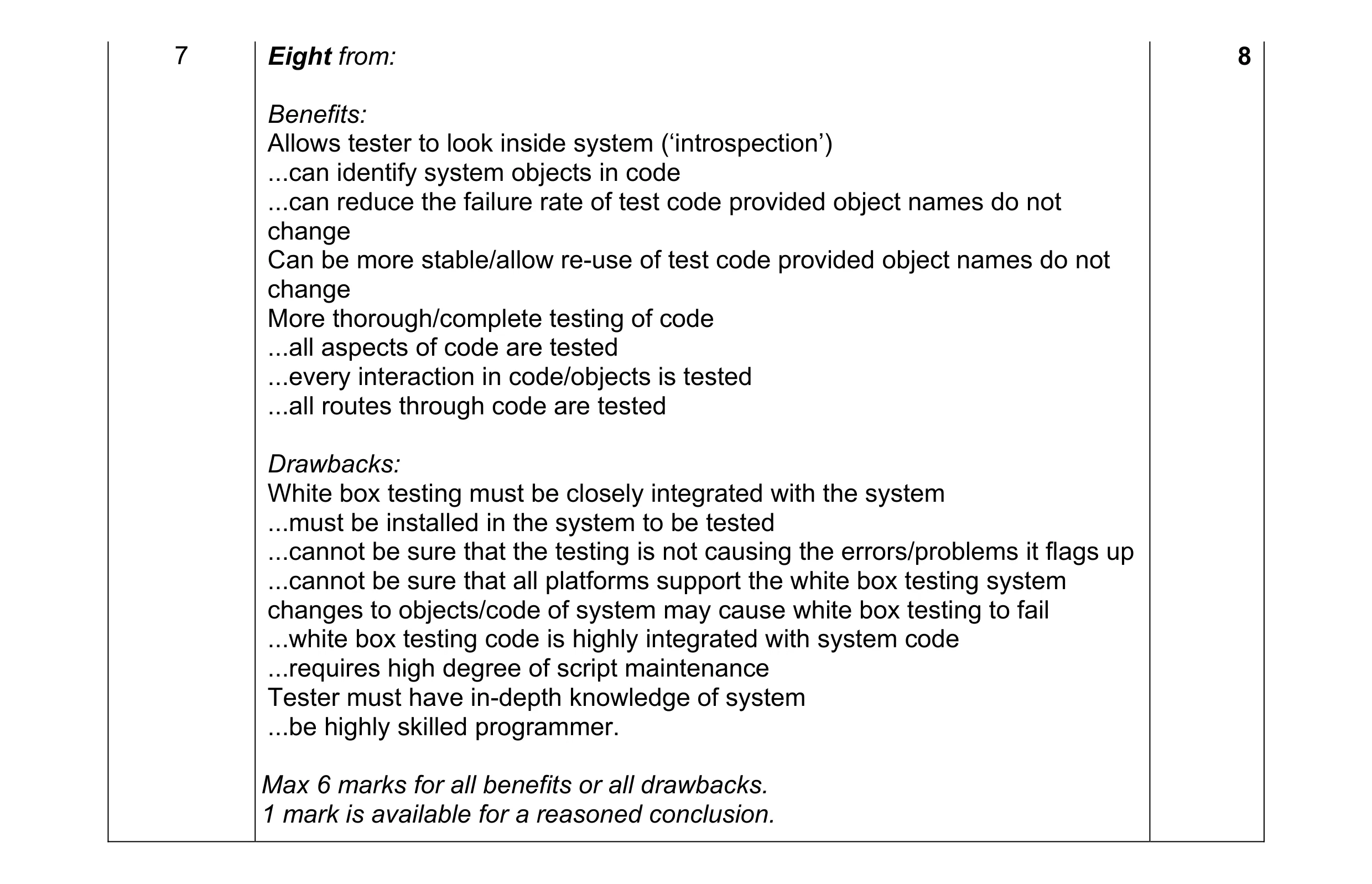 Mark scheme for question 3